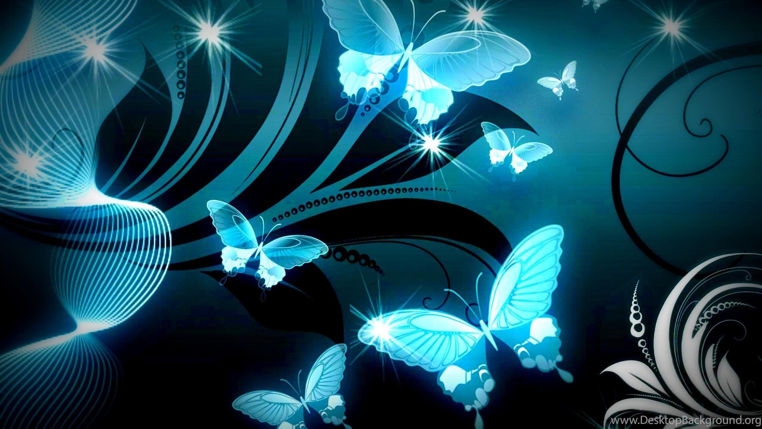 2560x1440 SPARKLE BLUE BUTTERFLIES WALLPAPER Desktop Background