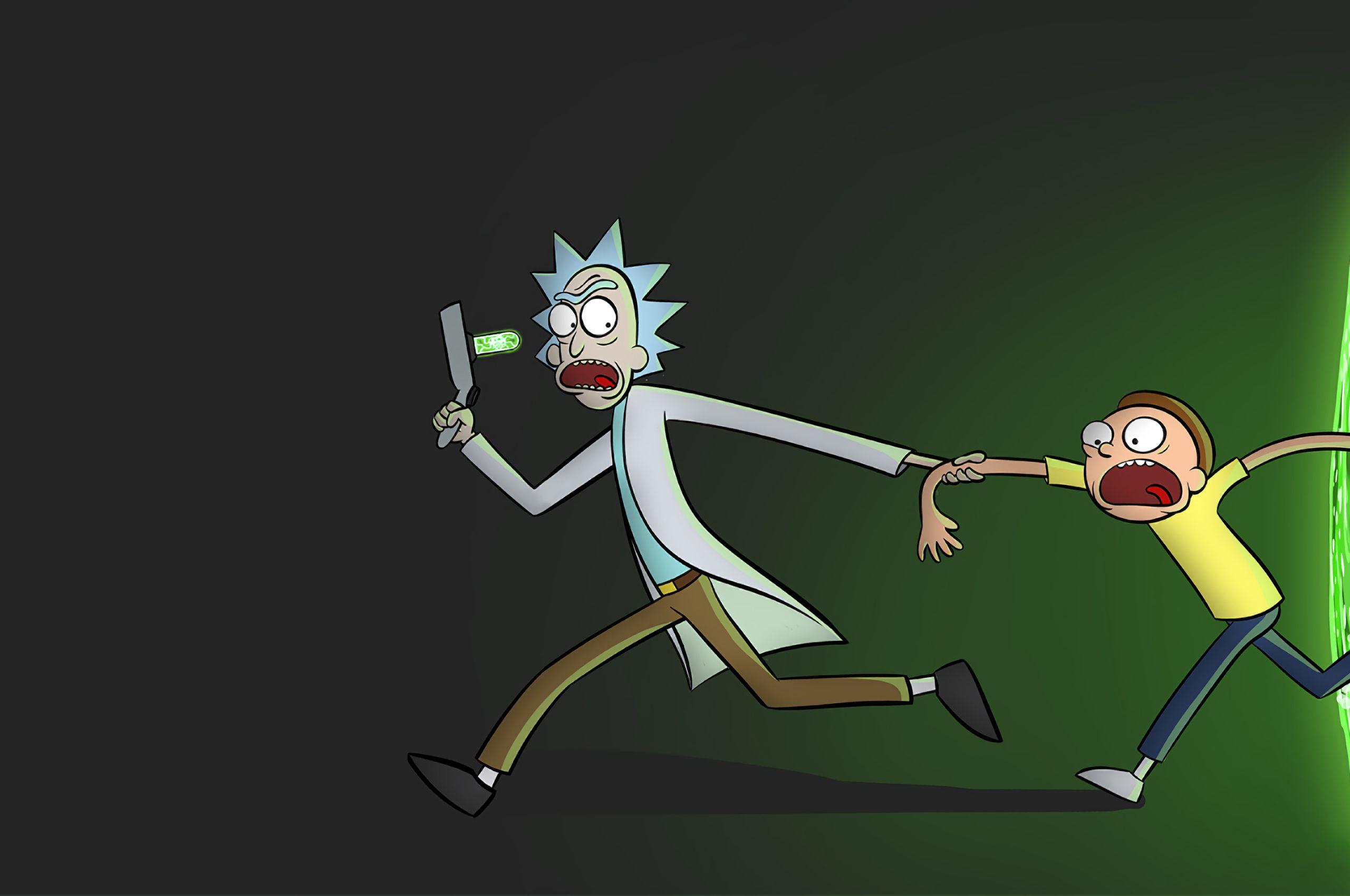 1620x1080 Rick y Morty entrando en el portal de pantalla de Rick