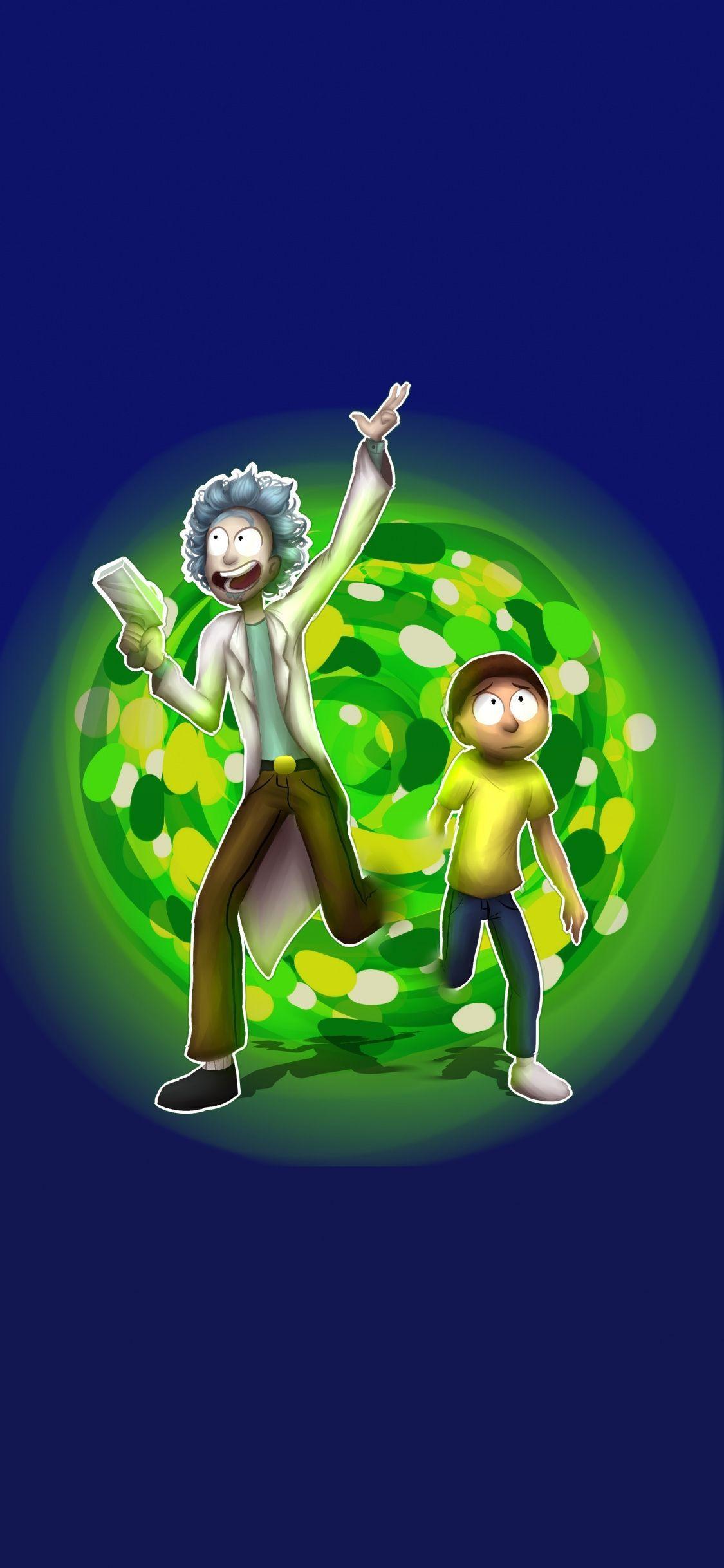 1125x2436 Rick And Morty Portal Wallpaper HD