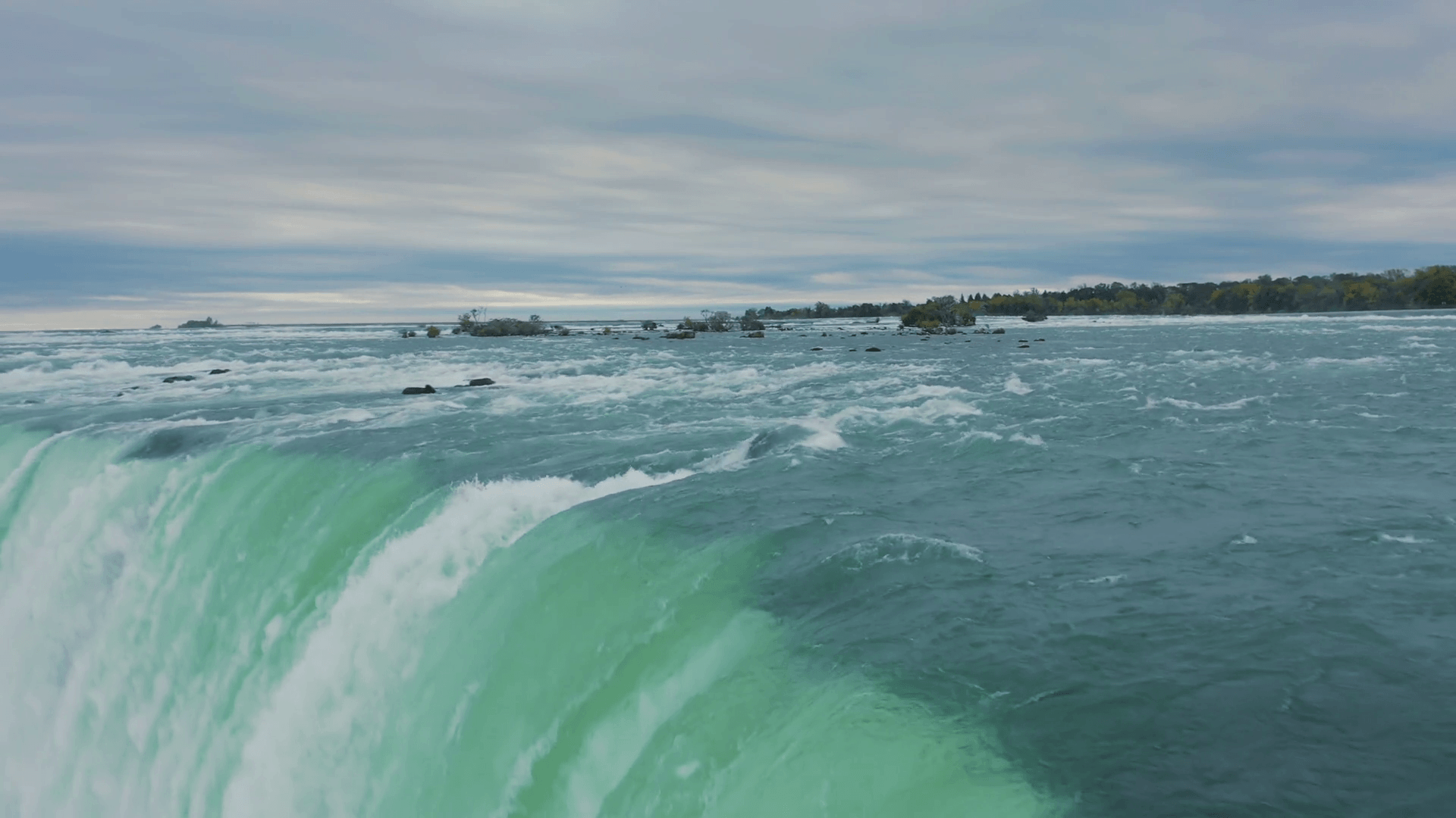 1920x1080 Drone Waterfall Dynamic Aerial Drone Flythrough Sam Kolder Niagara Falls River Thundering Cascade Stock Video Footage