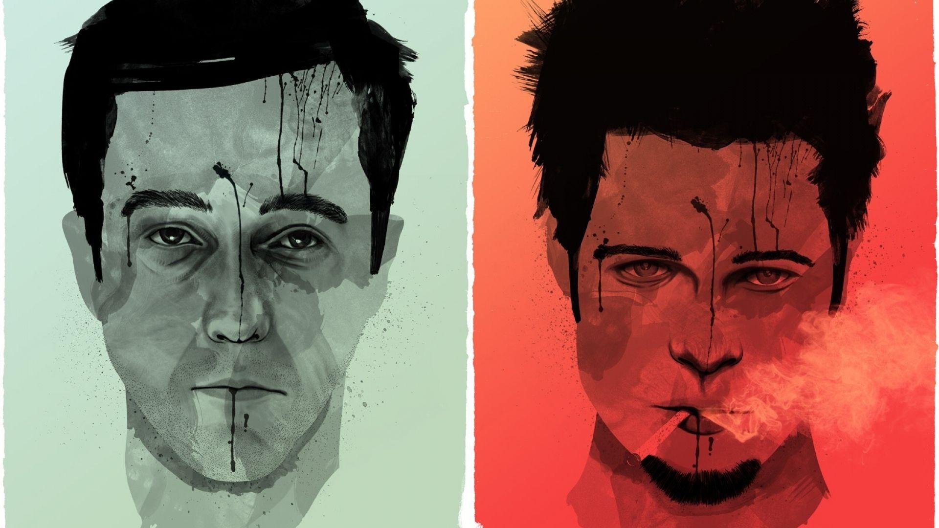 1920x1080 Download Wallpaper 1920x1080 fight club, tyler durden, brad pitt, edward norton, faces Full HD 1080p HD Background