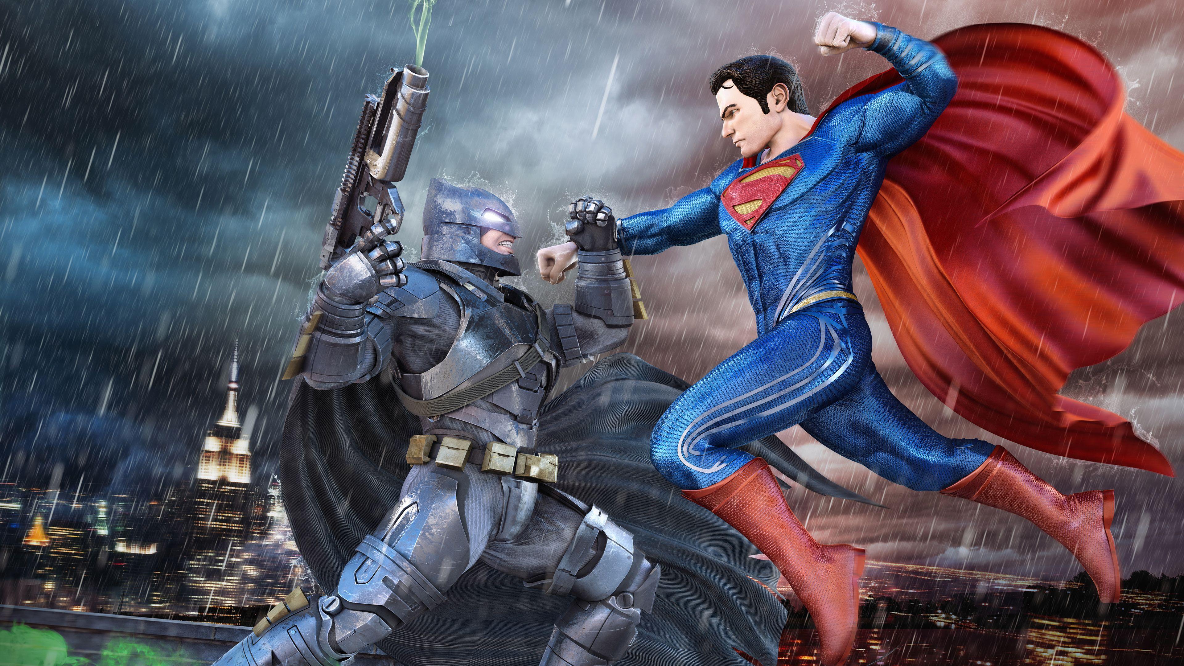 3840x2160 Batman Superman Fight 4k, HD Superheroes, 4k Wallpaper, Image, Background, Photo and Picture