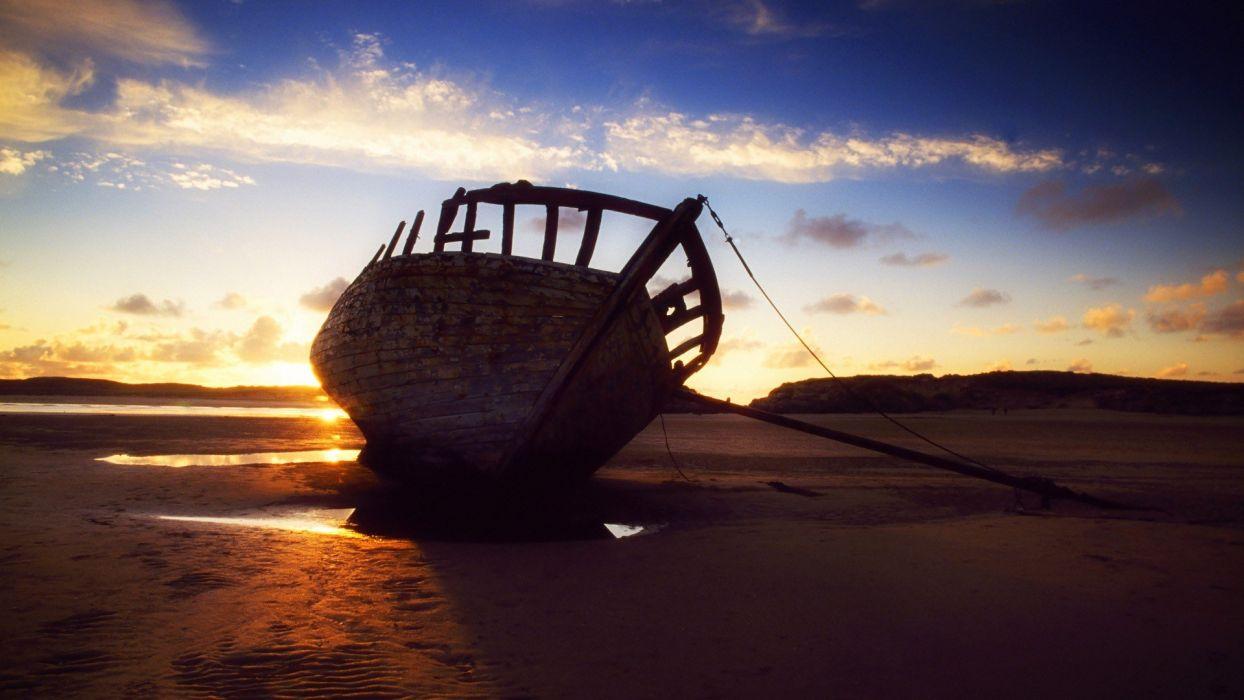 1244x700 Sunset Ireland shipwrecks wallpaperx1080