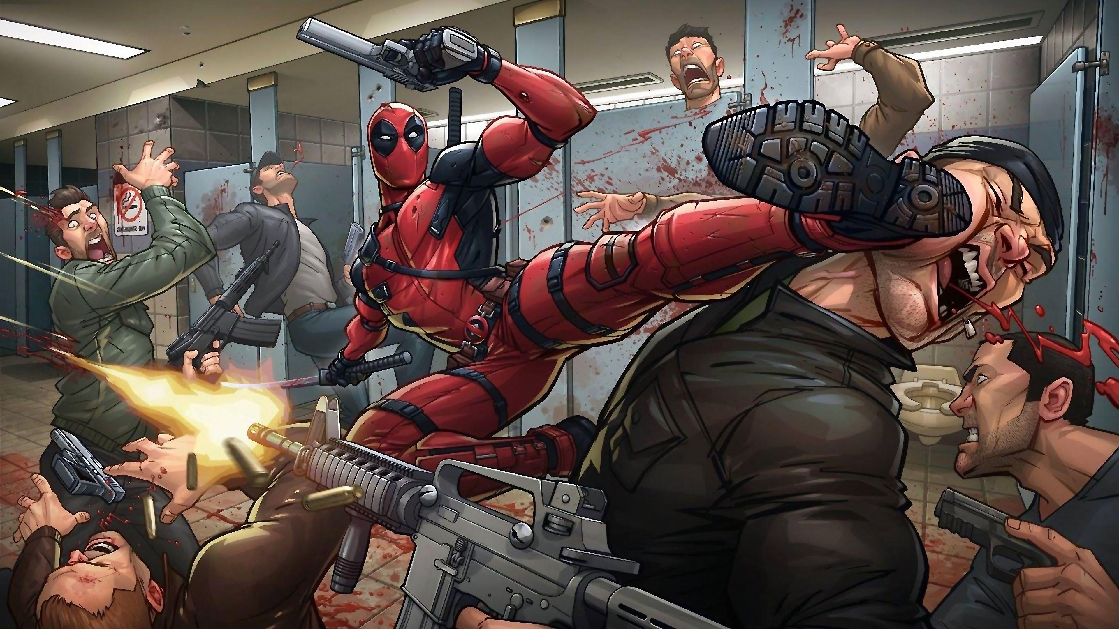 3840x2160 Wallpaper 4k Deadpool Fighting Marvel Comics 4K Wallpaper Comics, Deadpool, Marvel Comics