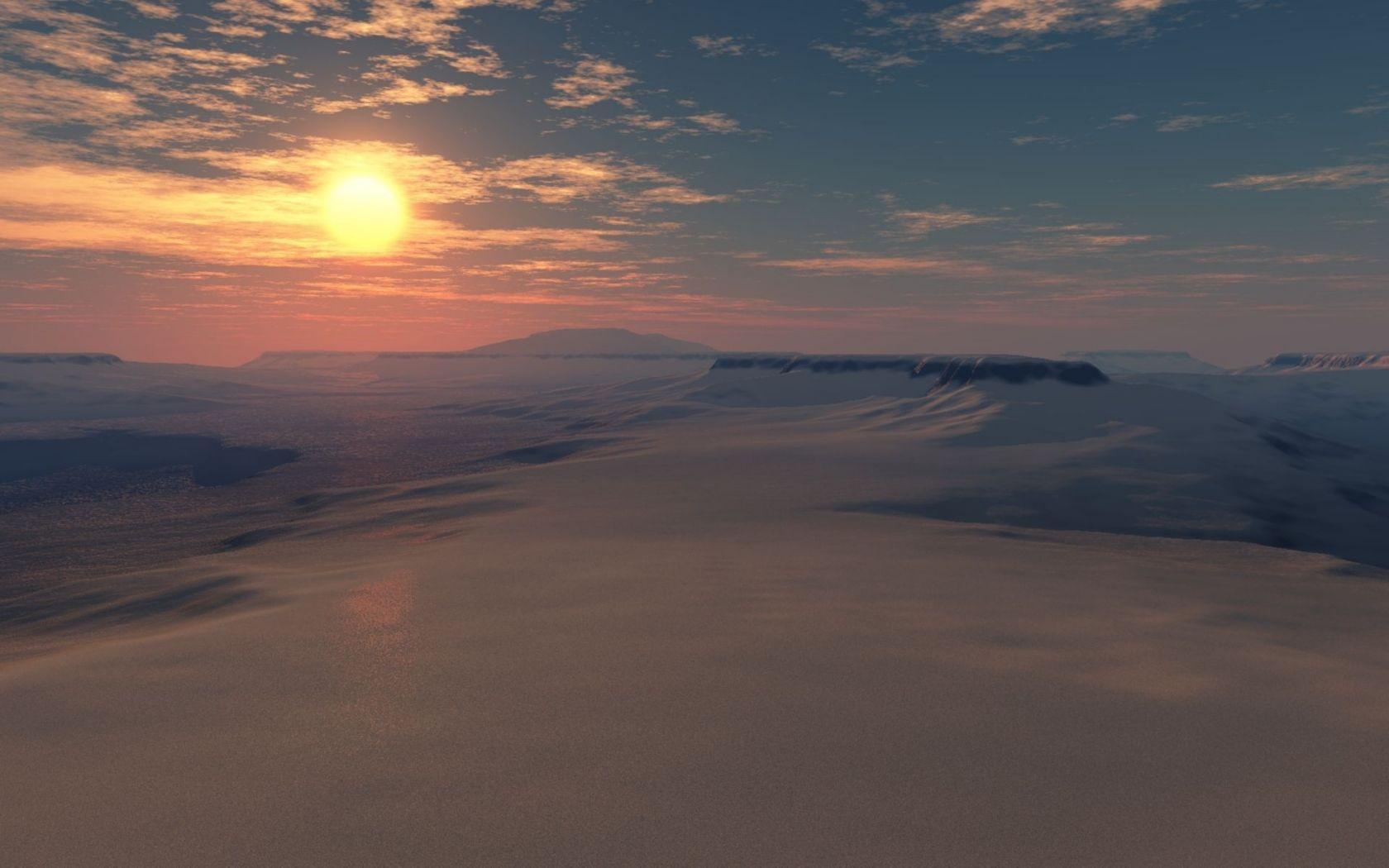 1680x1050 3D Landscape: Midnight Sun, Created By Tiger I, Picture Nr. 58203