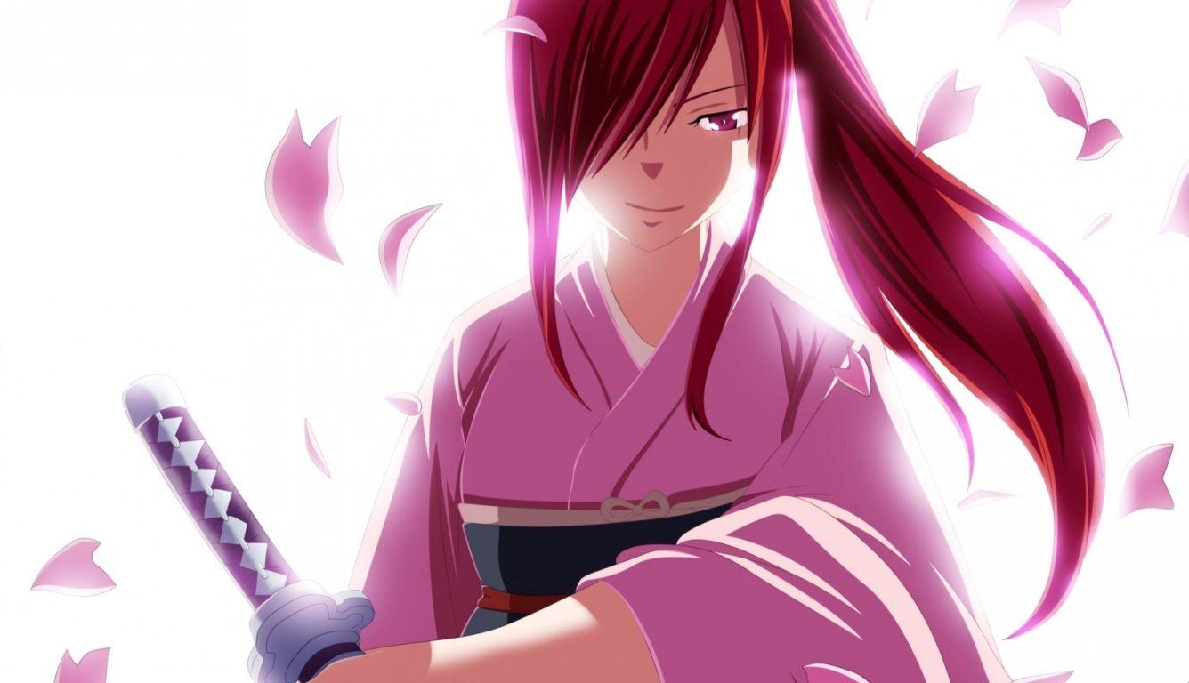 1336x768 erza scarlet, fairy tail, smile HD Laptop Wallpaper, HD Anime 4K Wallpaper, Image, Photo and Background