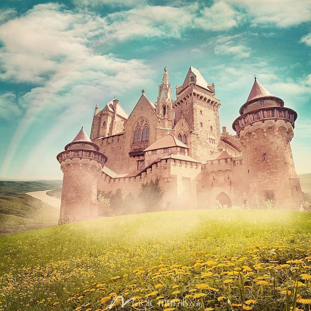 1000x1000 Misty Fairy Princess Castle Wallpaper Mural