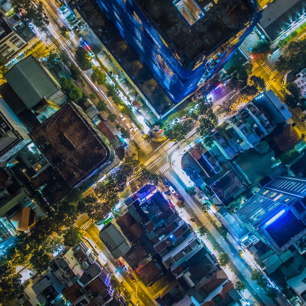 1280x1280 Wallpaper 4k night city, view from above, ho chi minh city, vietnam 4k ho chi minh city, night city, view from above