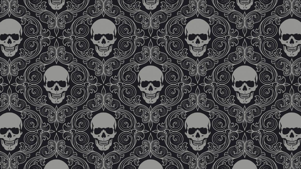 1244x700 Dark horror skulls pattern wallpaperx1080