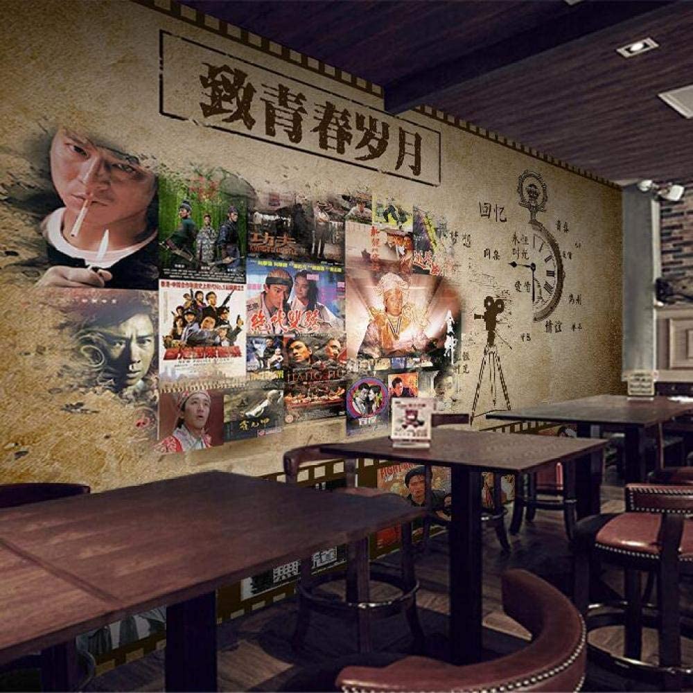 1000x1000 Mural 3D Wallpaper Mural Retro Nostalgic Movie Poster Mural Cinema Shadow Bar Background Wallpaper Bar Internet Cafe Restaurant Wallpaper 200Cmx140Cm