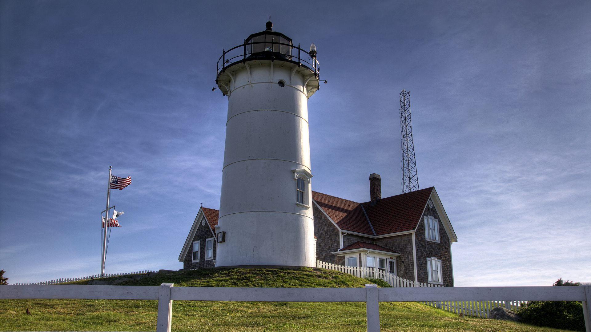 1920x1080 Download Wallpaper usa lighthouse massachusetts flag cape cod, 1920x Nobska Light, Cape Cod, Massachusetts