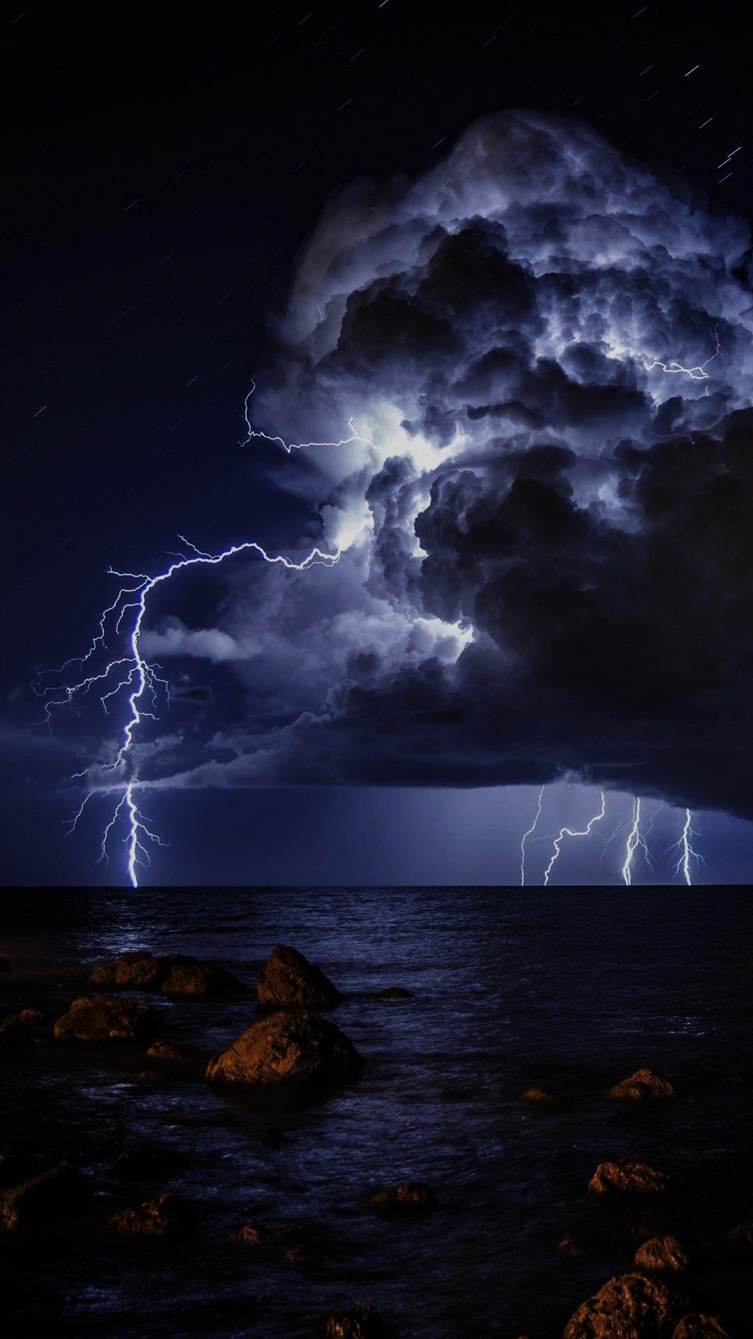 1080x1920 Thunderstorm, Thunder, Lightning, Sky, Nature, Cloud, Sky, Download Wallpaper
