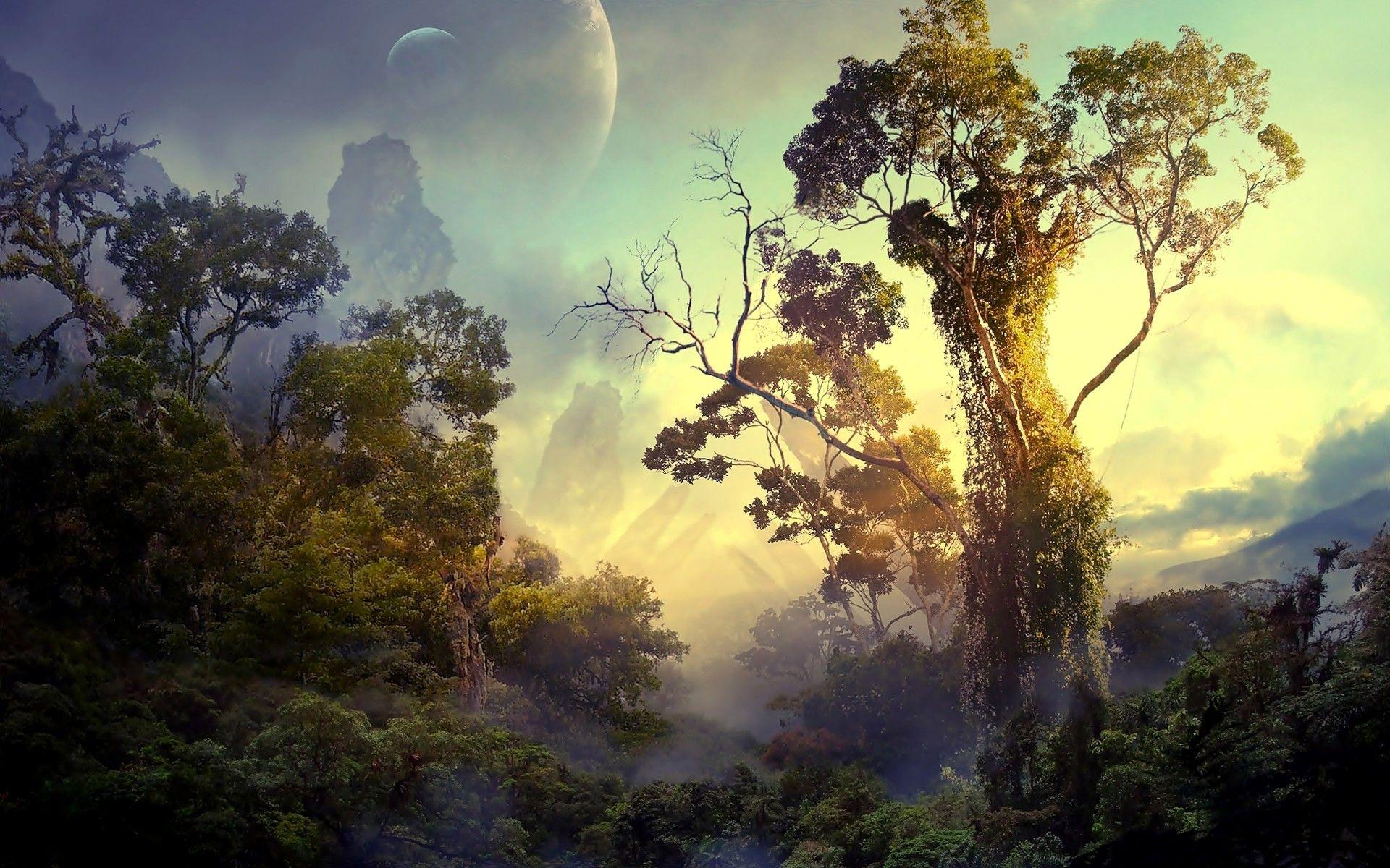 1920x1200 fantasy Art, Digital Art, Nature, Landscape, Trees, Forest, Planet Wallpaper HD / Desktop and Mobile Background