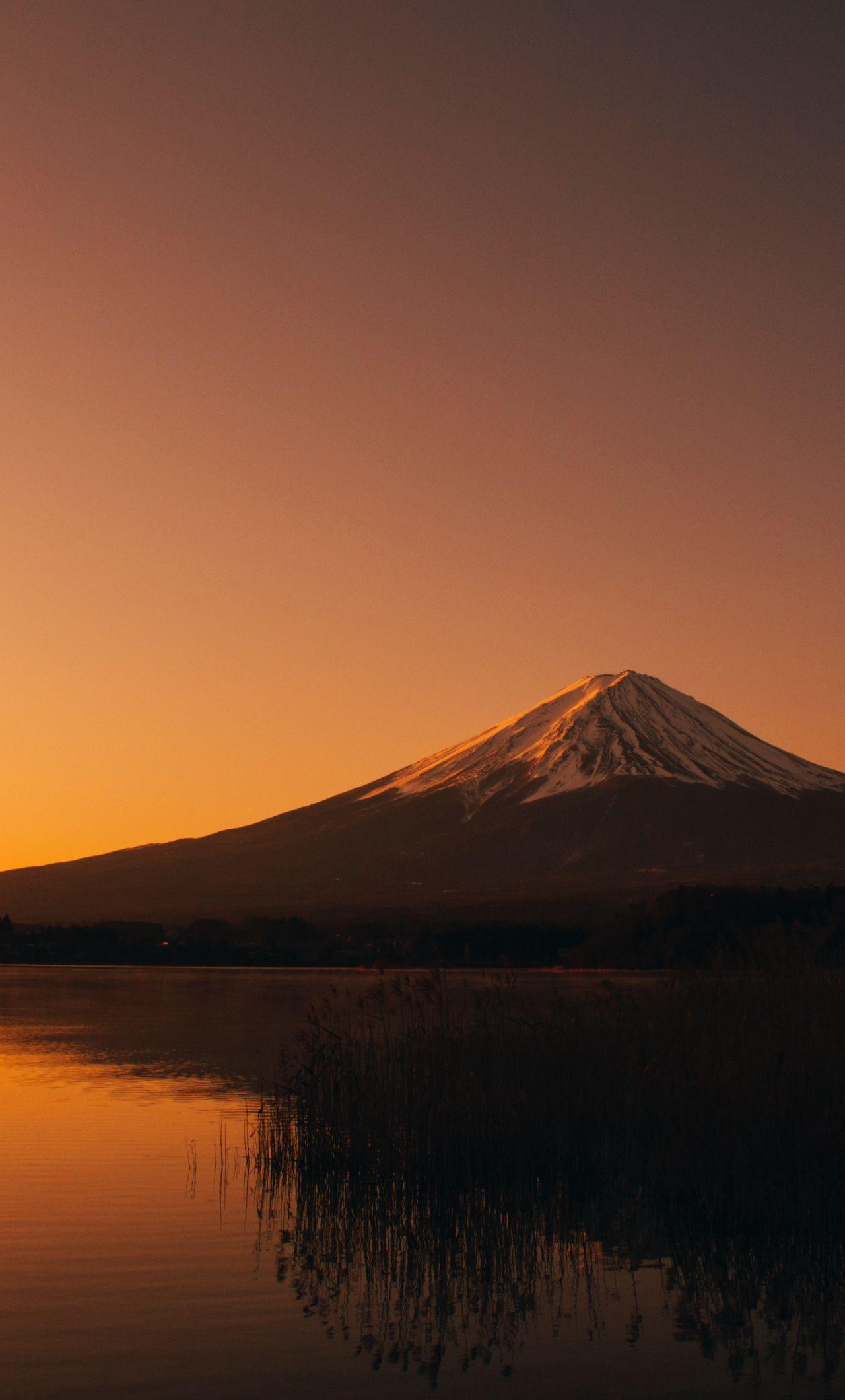 1280x2120 Download Lake Kawaguchi, Mount Fuji, mountain, nature, sunset wallpaper, 1280x iPhone 6 Plus