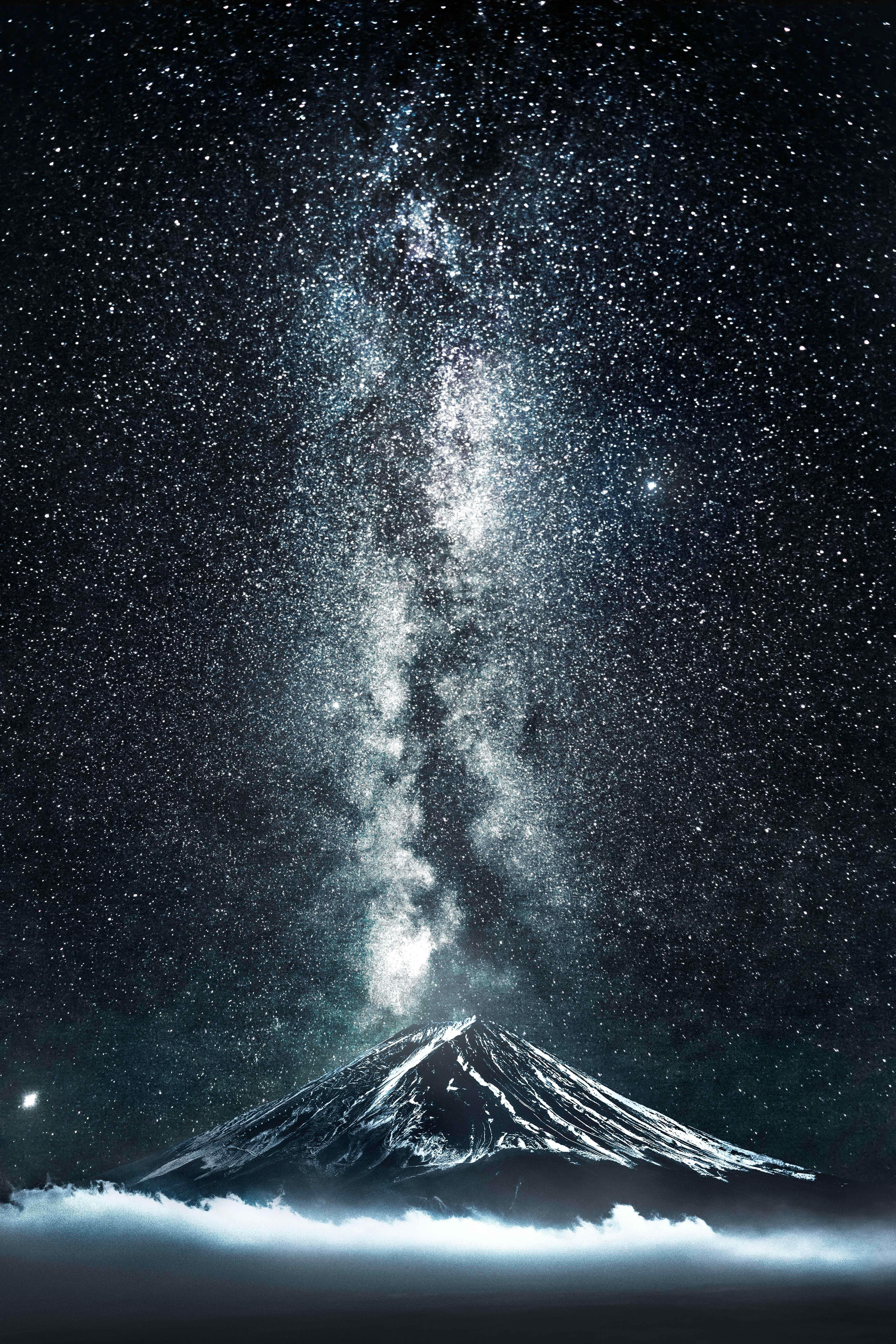 5304x7952 Mount Fuji with an eruption of stars.[5304x7952]. iPhone X Wallpaper X Wallpaper HD