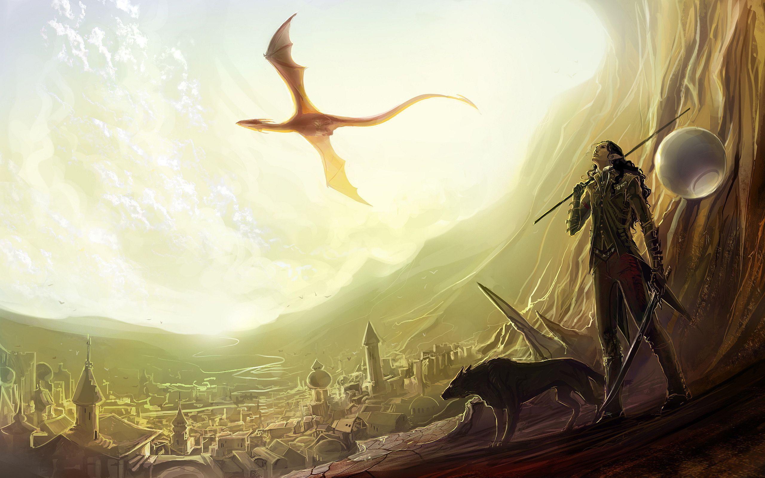 2560x1600 elf picture and image. Elf dragon wolf Wallpaper Picture Photo Image. Dragon wolf, City wallpaper, Fantasy places