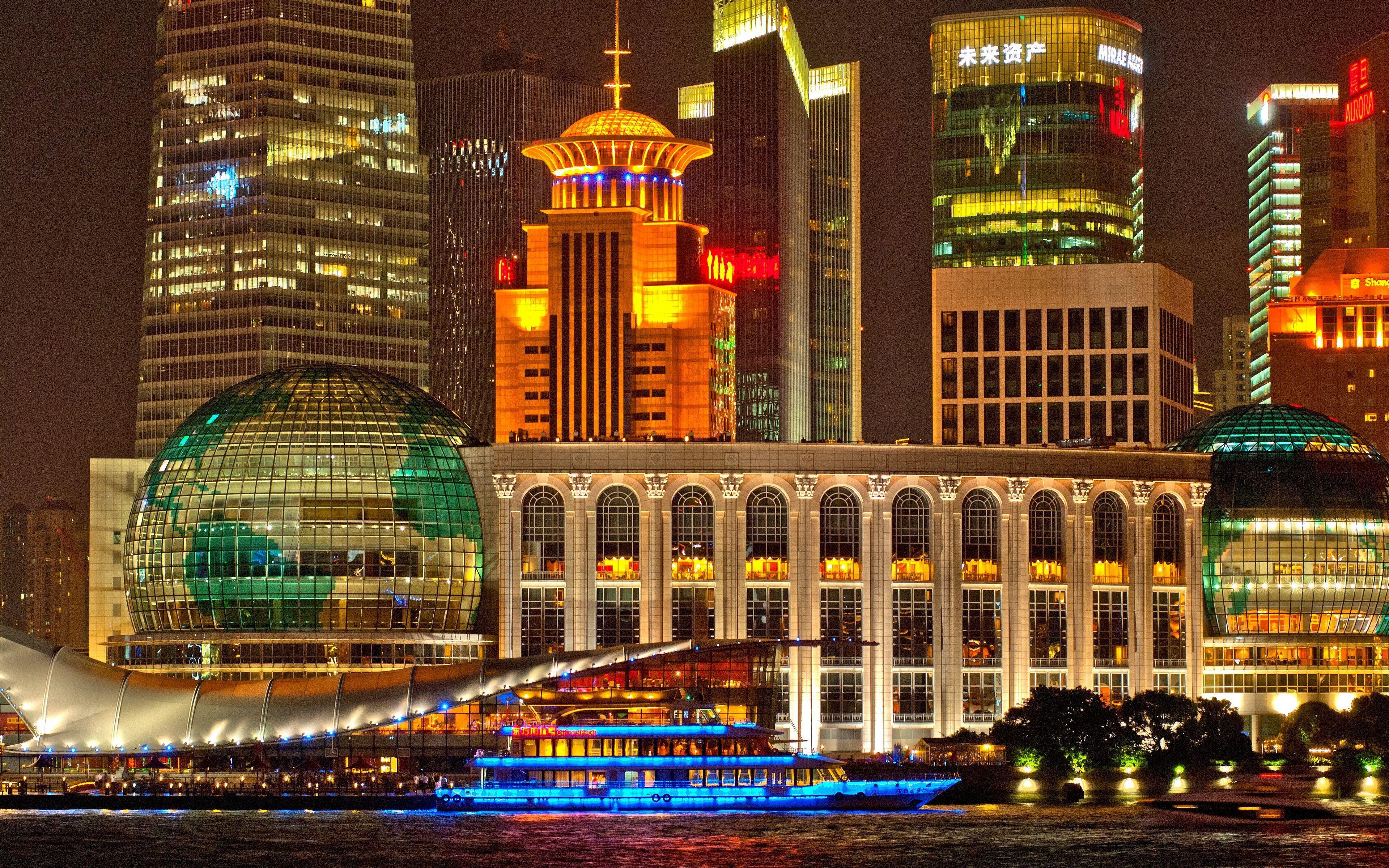 3840x2400 Download wallpaper 3840x2400 shanghai, building, night, skyscrapers 4k ultra HD 16:10 HD background