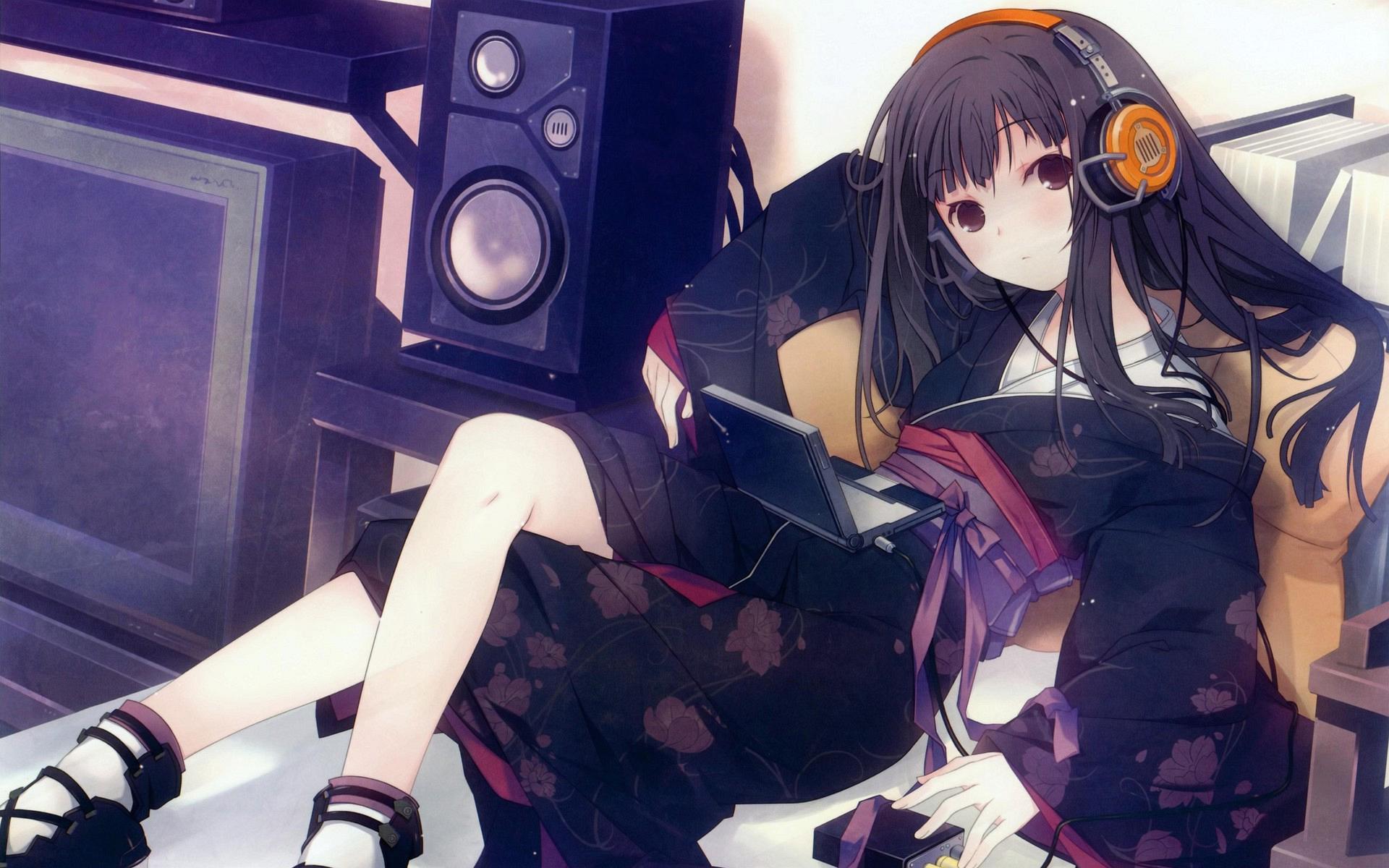 1920x1200 Wallpaper Quiet Beautiful Girl With Music Anime x 1200