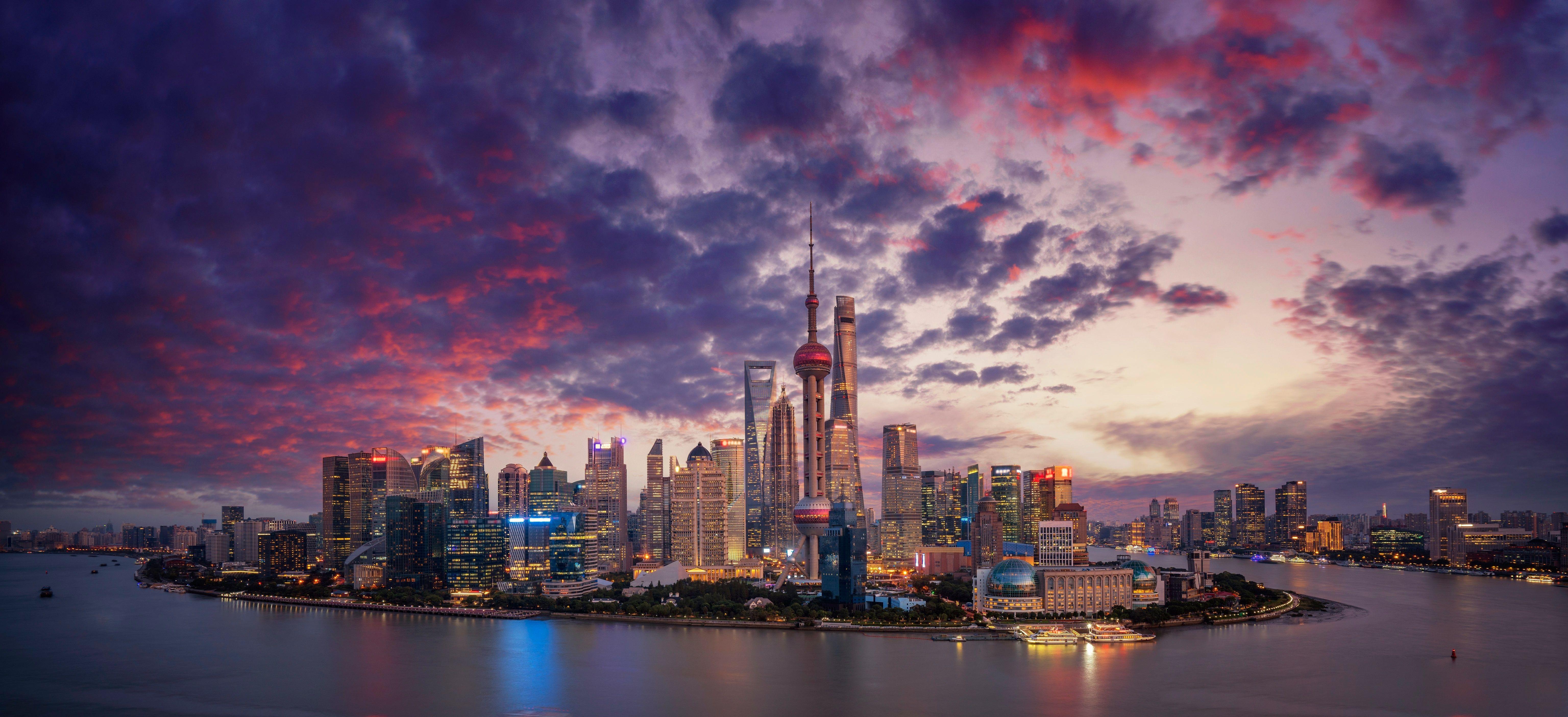 6144x2810 Shanghai City China 4K Wallpaper, HD City 4K Wallpaper, Image, Photo and Background