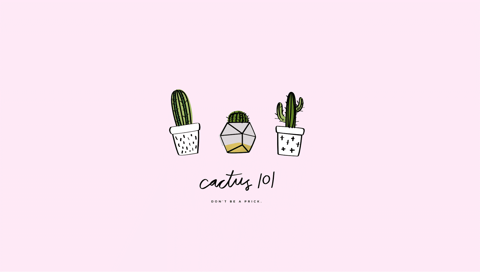 1600x906 Cute Cactus Drawing Wallpaper