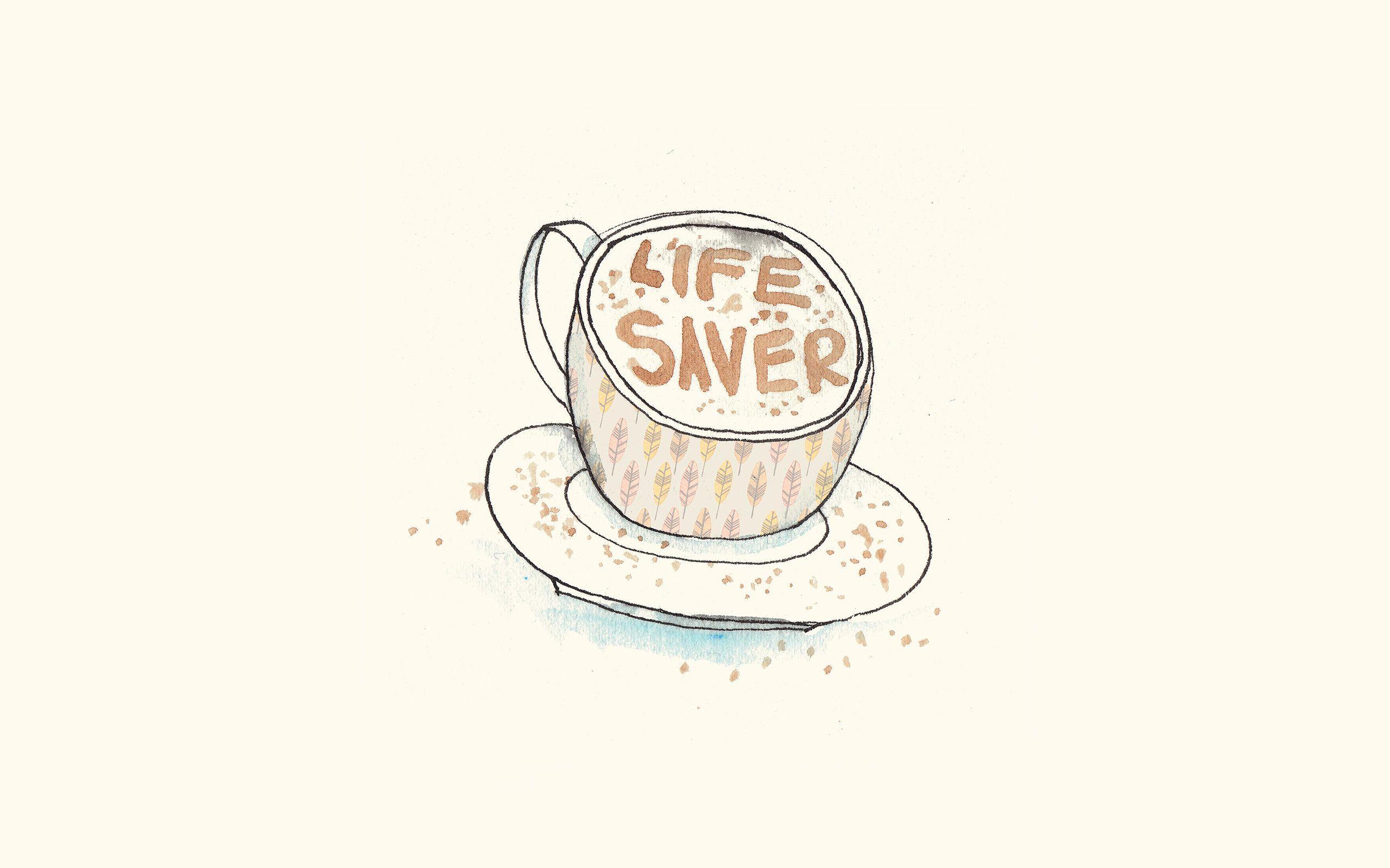 2560x1600 Life Saver Coffee Illustration Cute Wallpaper