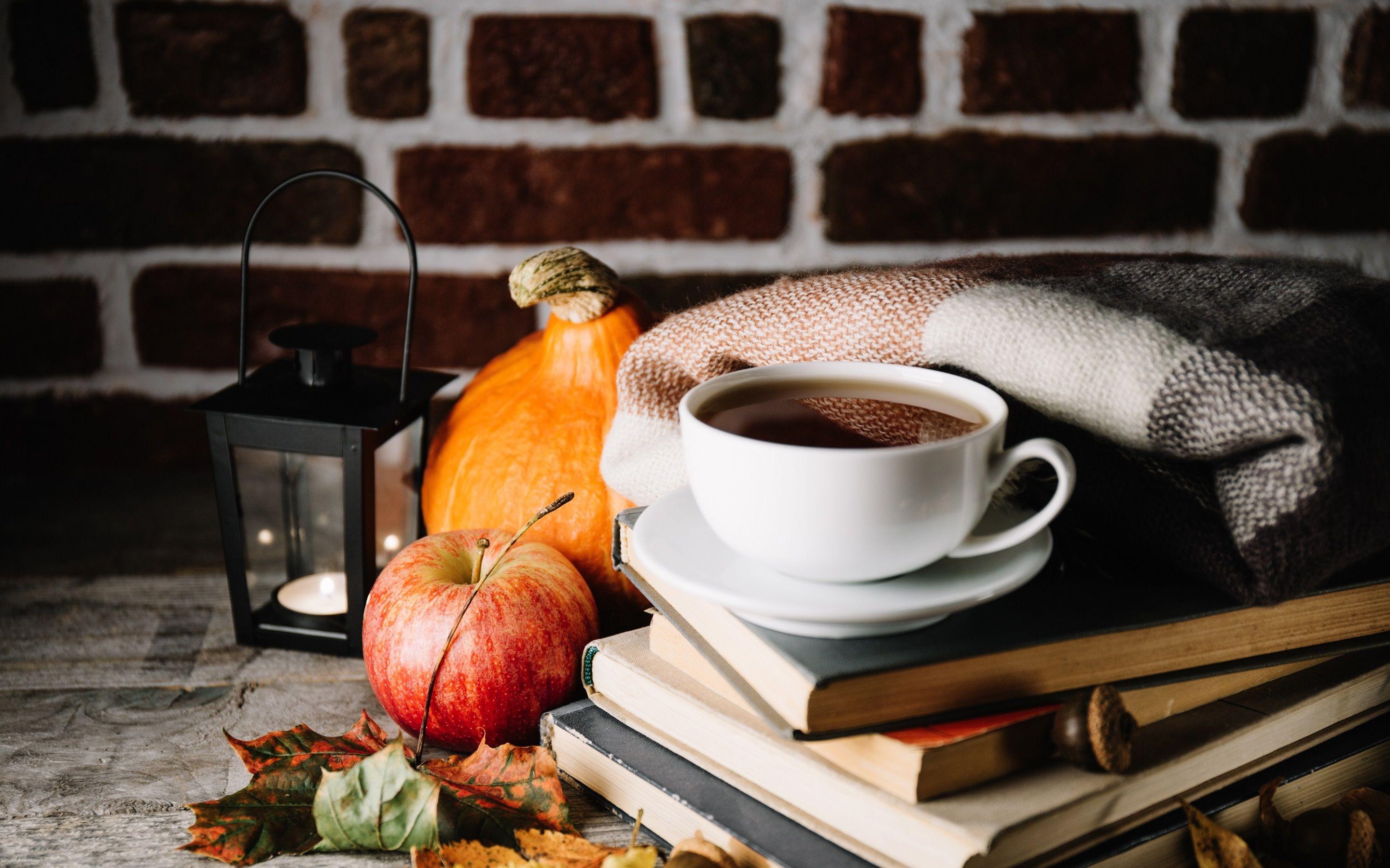 2880x1800 Books, Cup, Coffee, Apple, Lamp, Leaves 750x1334 IPhone 8 7 6 6S Wallpaper, Background, Picture, Image