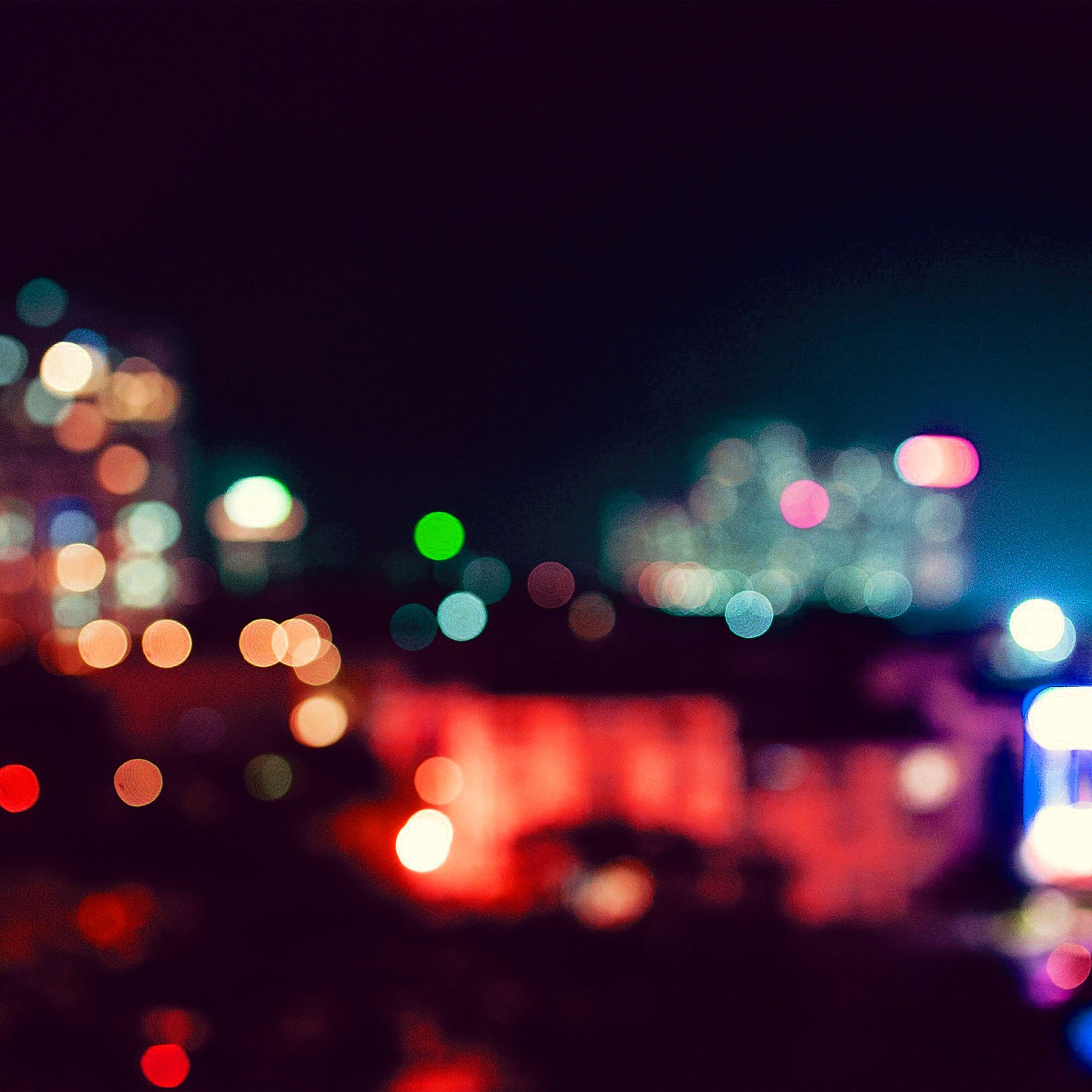 2732x2732 City Night Bokeh Blue Red Romantic Dark Wallpaper