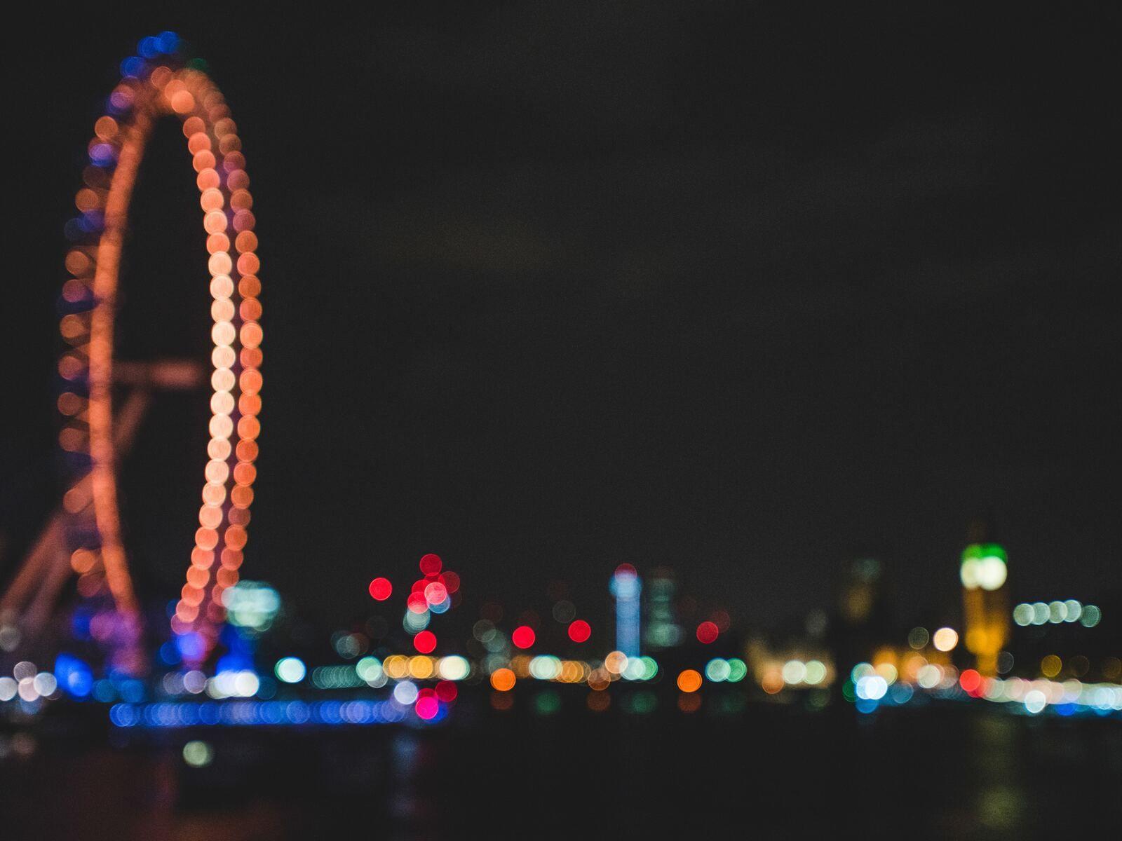 1600x1200 Ferris Wheel Bokeh Effect Lights Night Dark 1600x1200 Resolution HD 4k Wallpaper, Image, Background, Photo and Picture