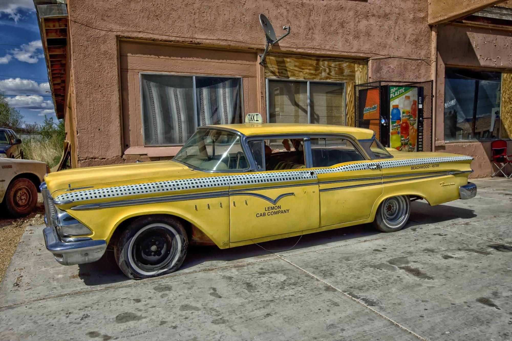 2000x1333 Car Classic Car Edsel Ranger Ford Old Taxi Vehicle Vintage Car Yellow Car Wallpaper:2000x1333