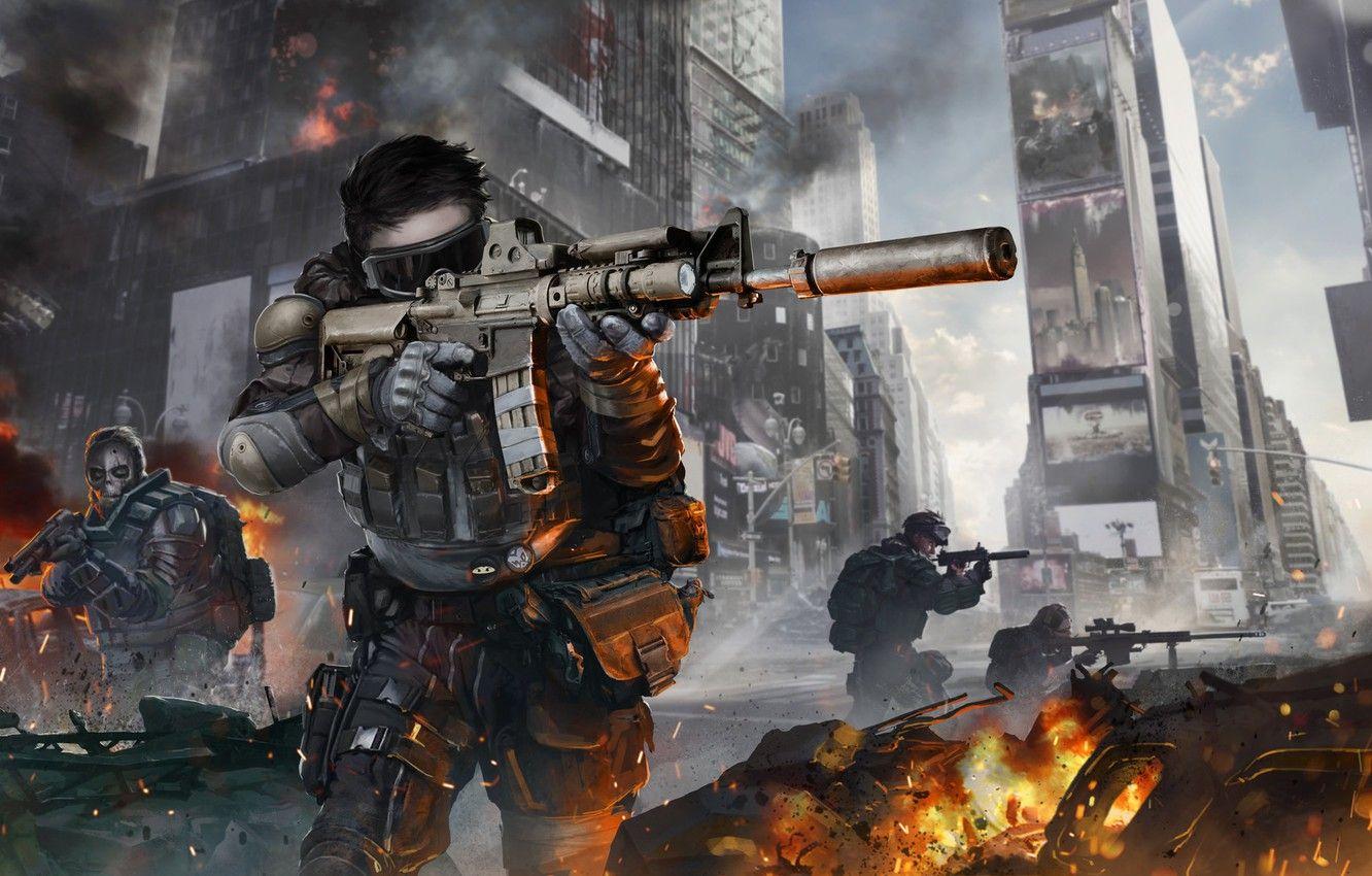 1332x850 Wallpaper The city, Fire, War, Operation, Soldiers, City, Weapons, Battlefield, War, SWAT, Fighters, Team, Delta, Concept Art, Shooter, Battle image for desktop, section игры