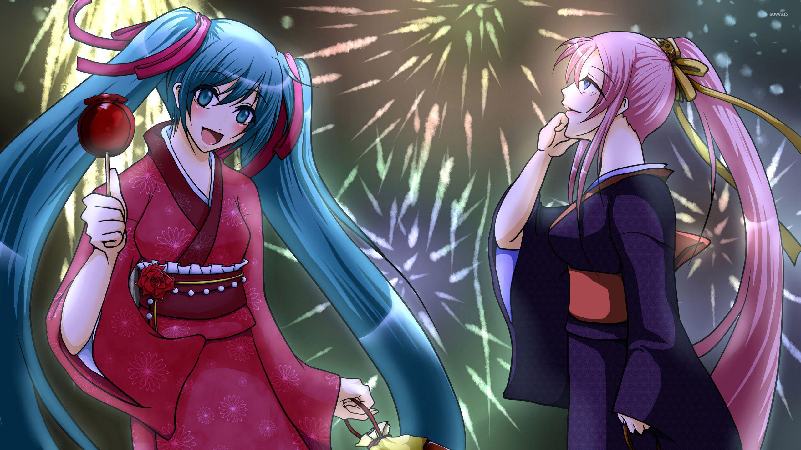 2560x1440 Hatsune Miku and Megurine Luka in Vocaloid wallpaper