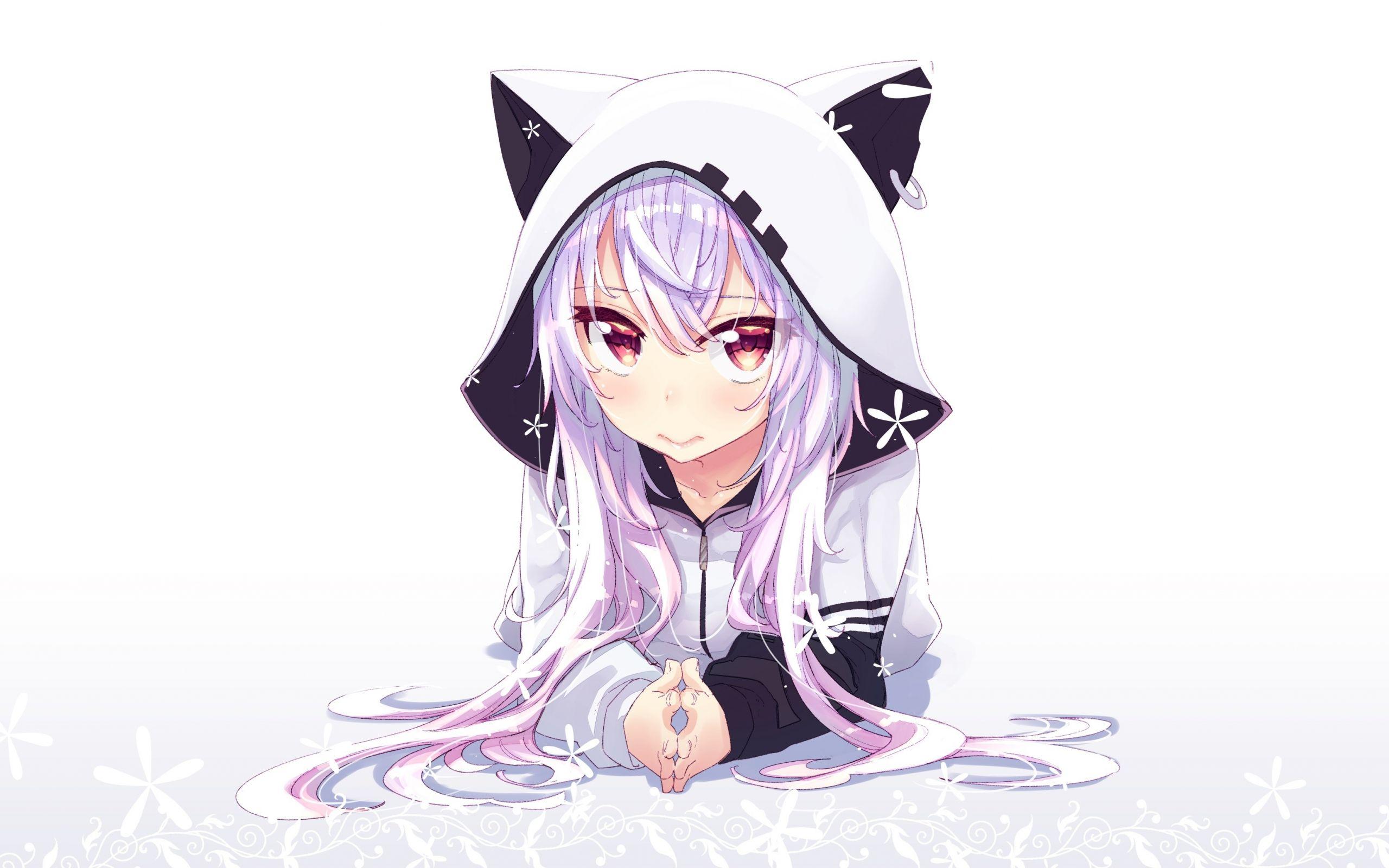 Premium AI Image  Anime girl with a hoodie and a backpack