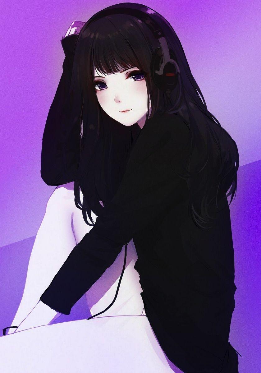 840x1200 Download 840x1336 wallpaper headphone, cute, anime girl, black hoodie, iphone iphone 5s, iphone 5c, ipod touch, 840x1336 HD image, background, 3514