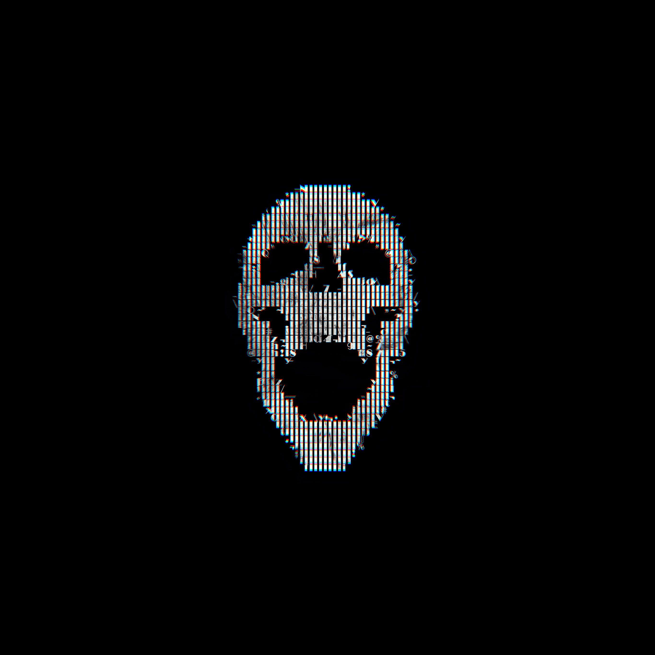 2732x2732 Android wallpaper. digital skull dark black art illustration simple minimal