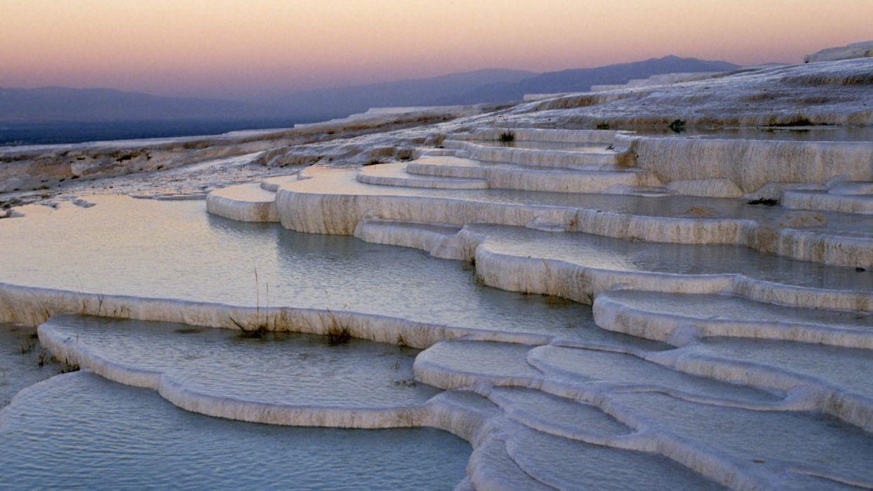 1244x700 Sunset Turkey Pamukkale pools wallpaperx1080