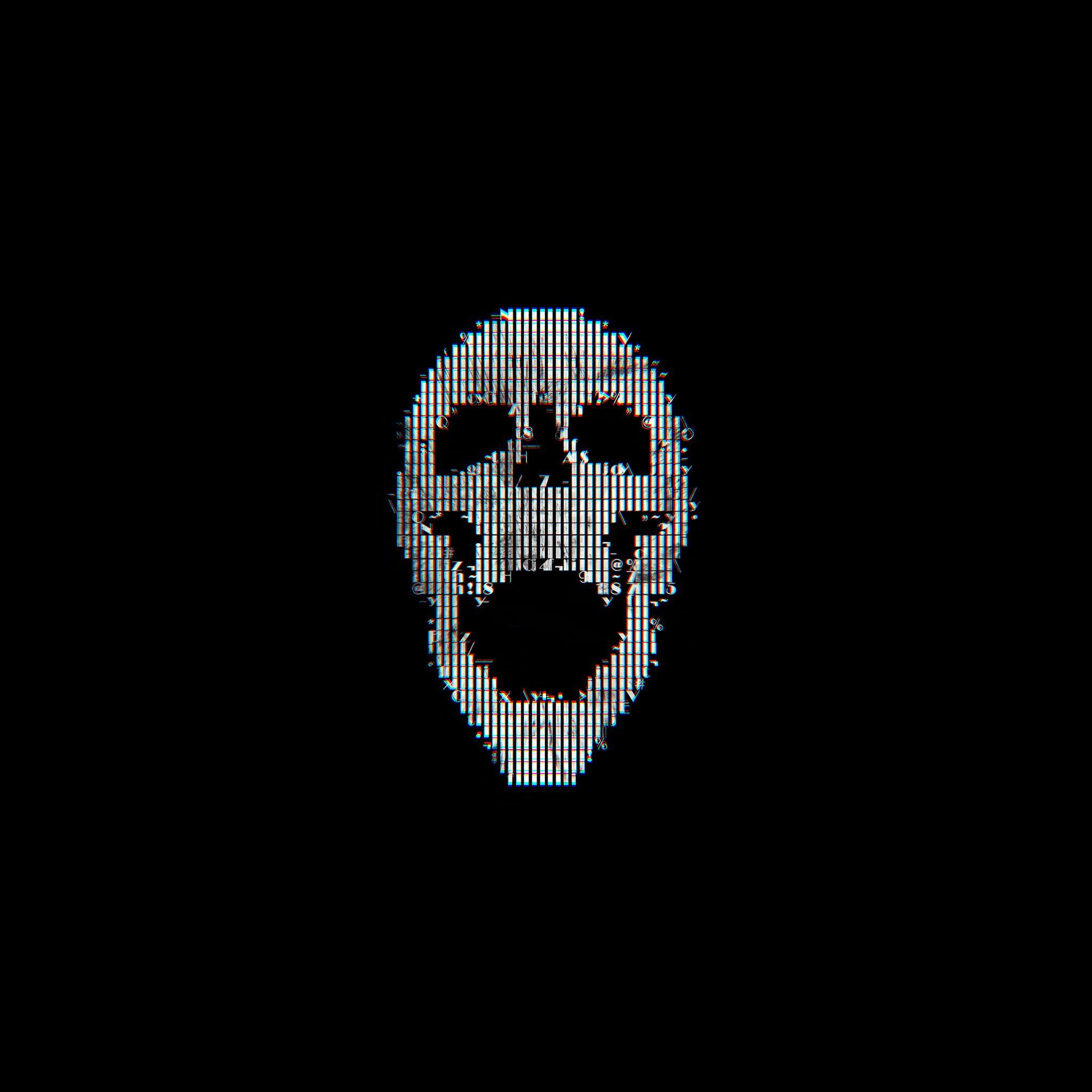 2048x2048 Android wallpaper. digital skull dark black art illustration simple minimal