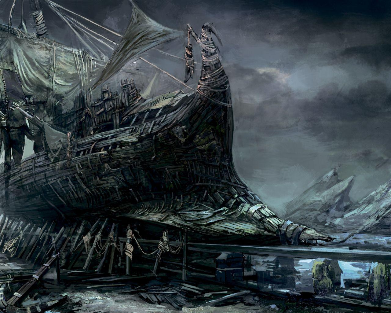 1280x1024 Desktop Wallpaper Old Boat, The Witcher 3: Wild Hunt Video Game, Art, HD Image, Picture, Background, Wsdqz6