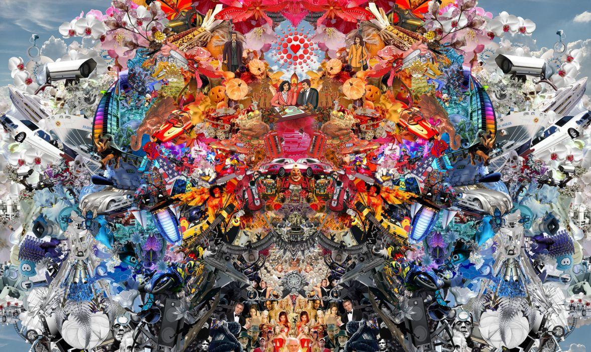 1176x700 Collage psychedelic cg digital art urban wallpaperx952