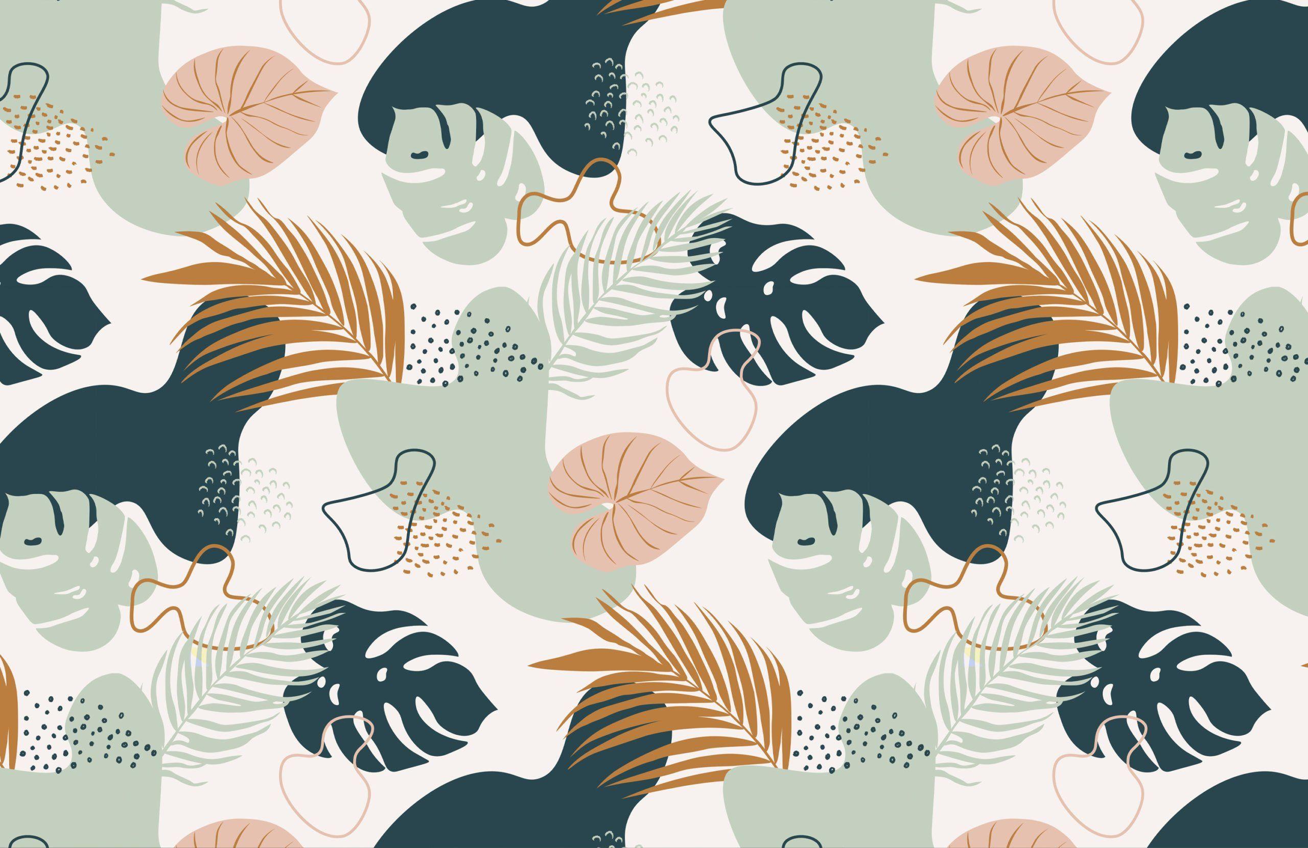 2560x1661 Green Tropical Leaf Pattern Wallpaper Mural