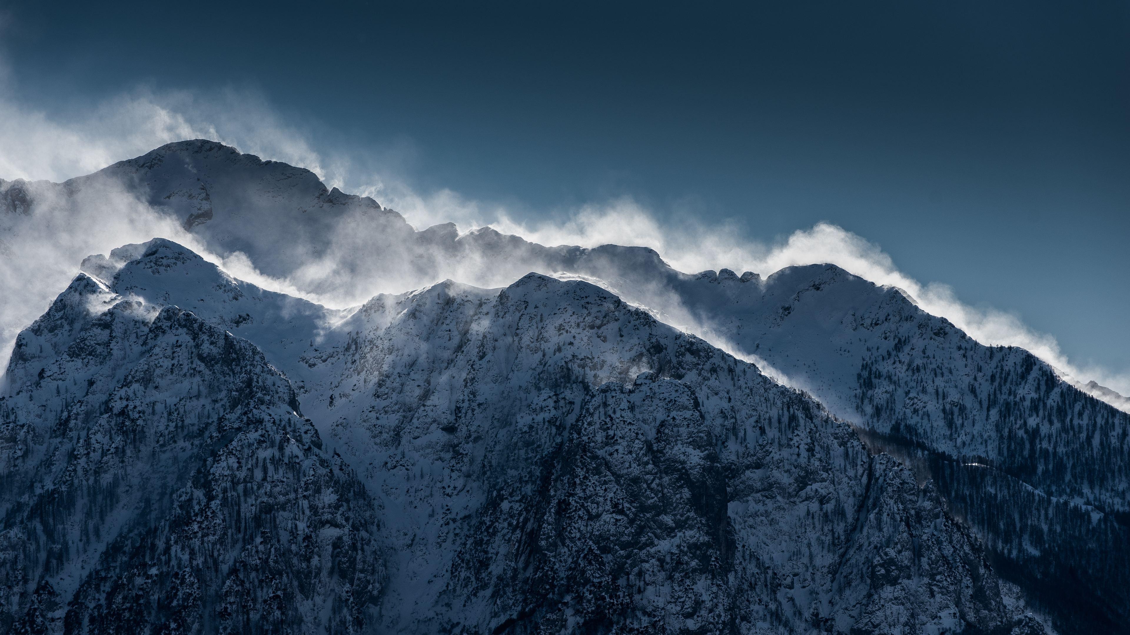 3840x2160 Wallpaper 4k Clouds Over Snow Mountain Range Cliff 4k Wallpaper