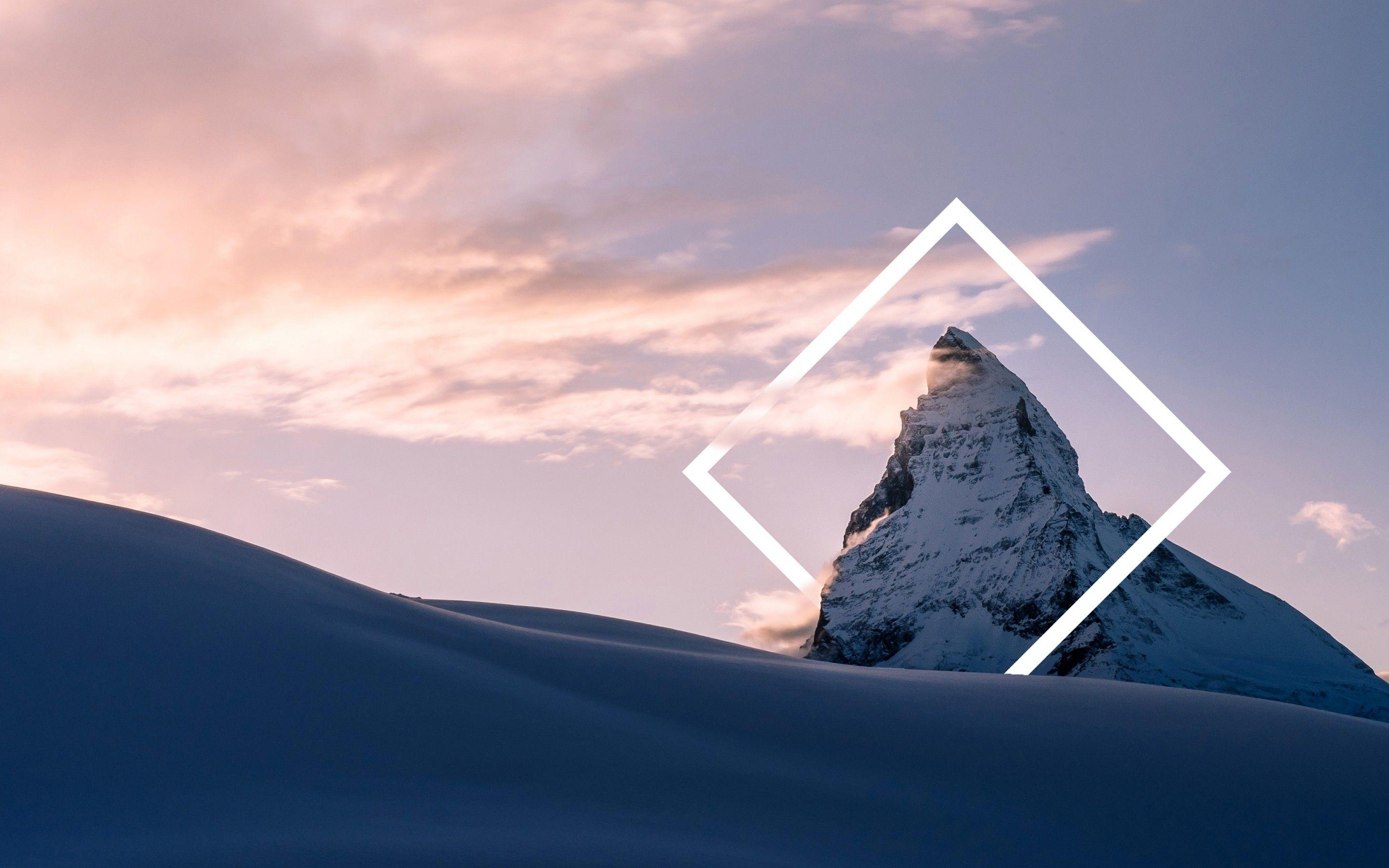 2880x1800 Wallpaper Peak, Geometric, Snow mountains, Winter, 4K, Nature,. Wallpaper for iPhone, Android, Mobile and Desktop