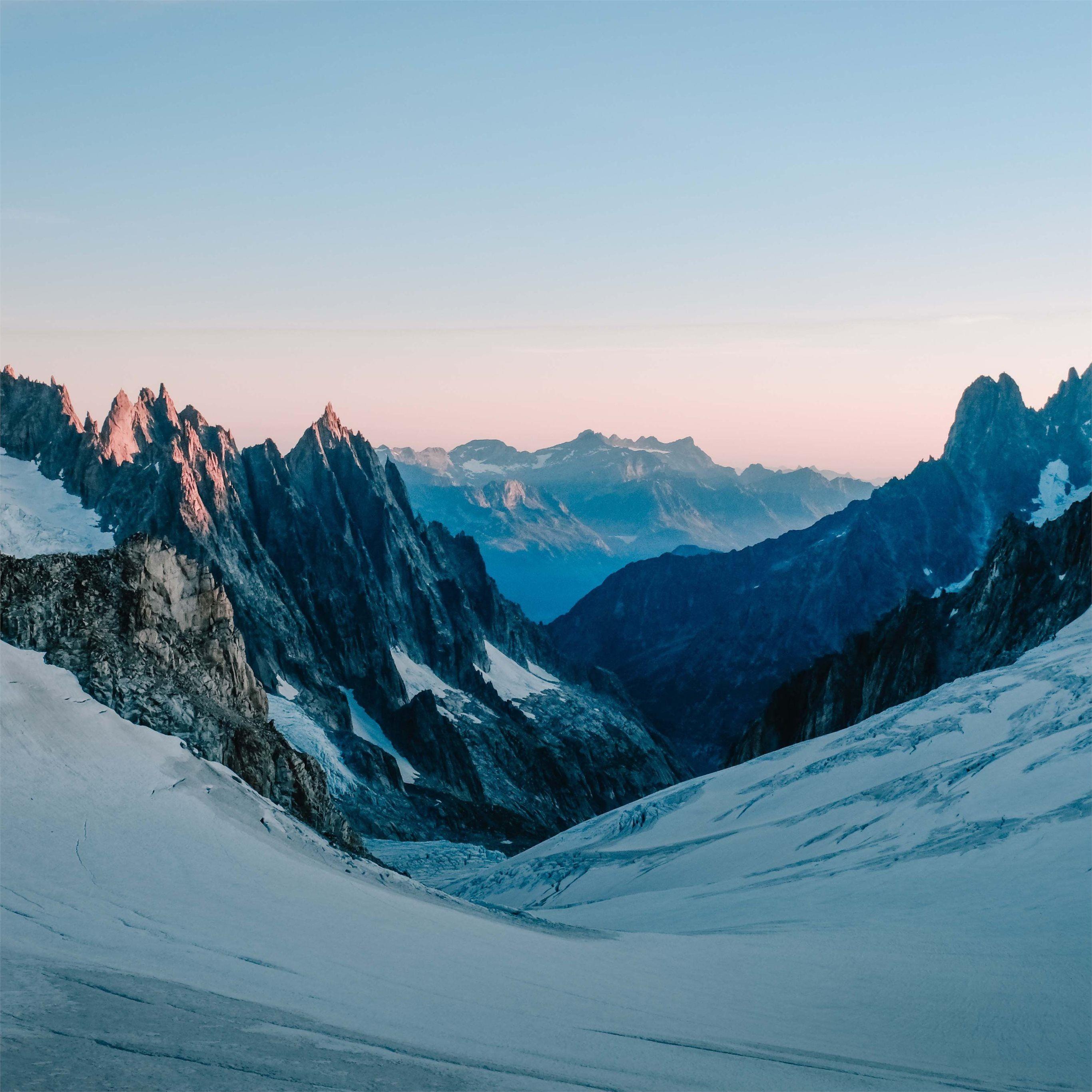 2732x2732 mountains covered in snow 4k 5k iPad Wallpaper Free Download