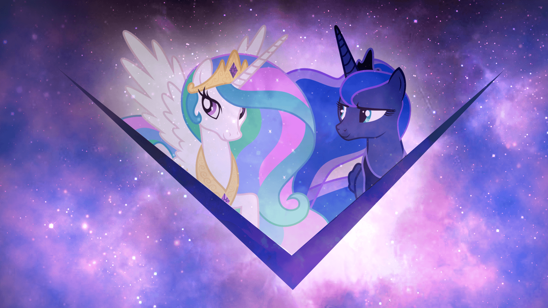 1920x1080 Artist:kooner Cz, Artist:overmare, Artist:sakatagintoki Princess Celestia, Princess Luna, Safe, Vector, Wallpaper