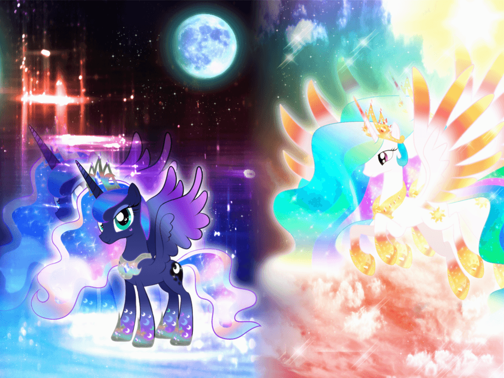 1024x768 Princess Luna and Celestia rainbowfied wallpaper. Princess luna, Celestia and luna, My little pony
