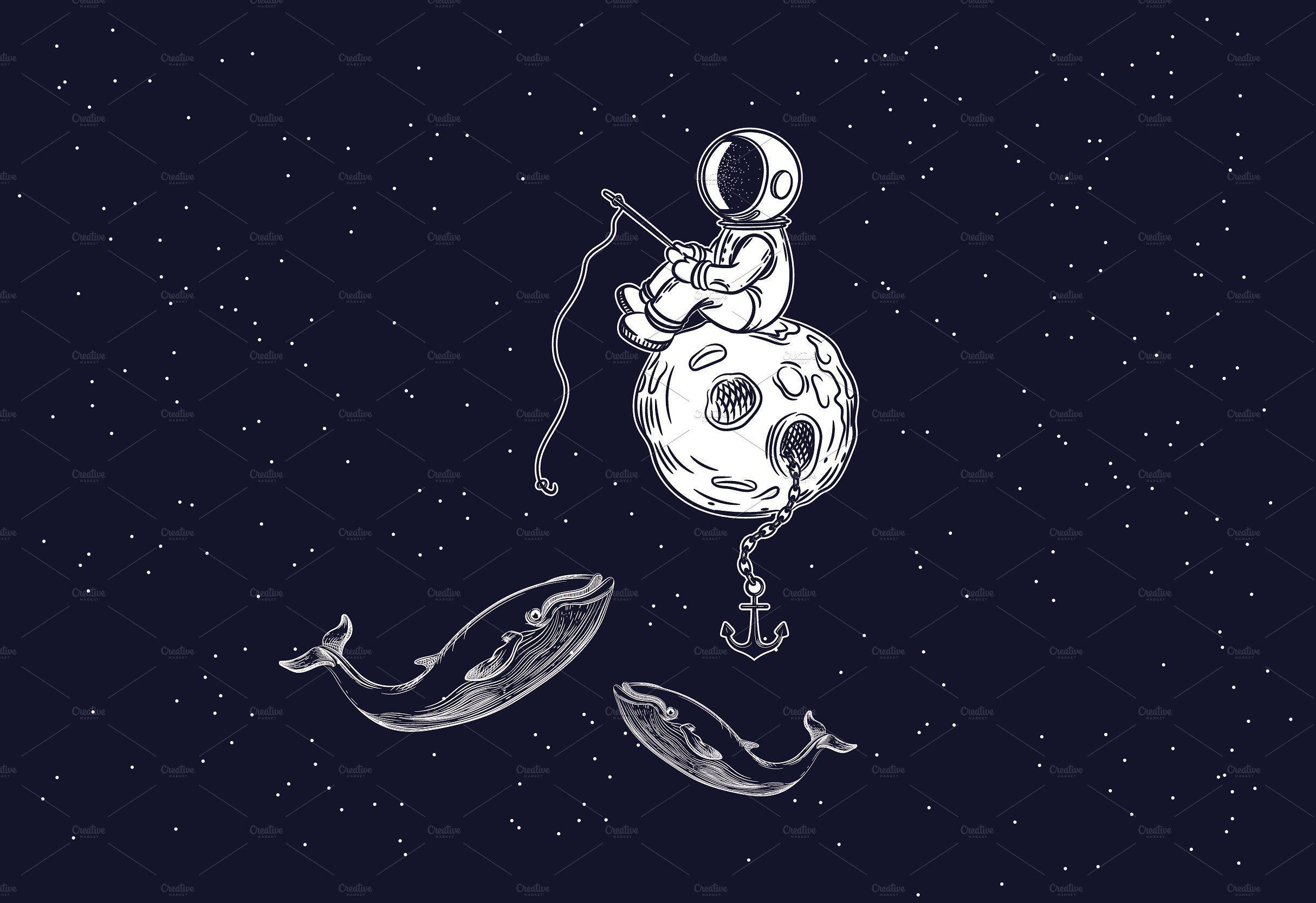 2429x1667 Mysterious cosmos. Space illustration, Astronaut art, Dark blue background