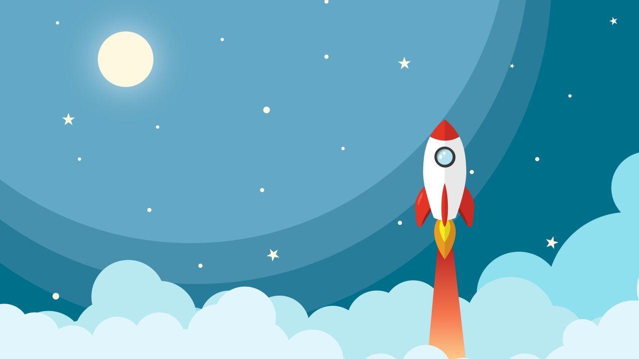 1280x720 Wallpaper Rocket, Moon, Stars, Clouds, Space, Illustration, , Creative Graphics,. Wallpaper for iPhone, Android, Mobile and Desktop