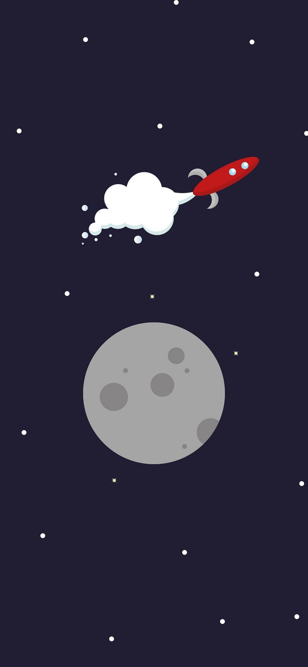 1080x2340 Space Illustration Planet Rocket Minimal Mobile Wallpaper ⋆ Traxzee