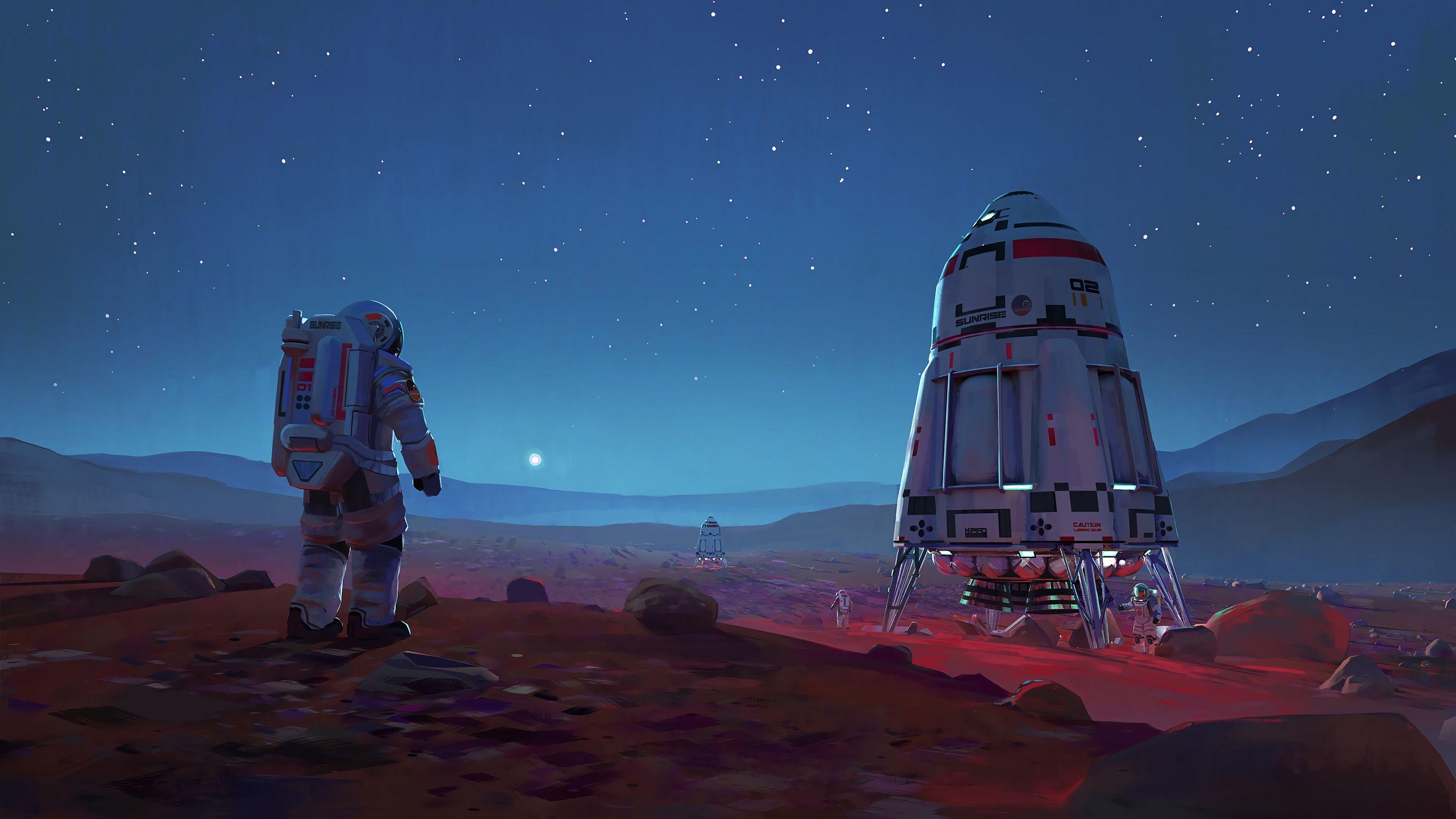 2560x1440 Astronaut Illustration HD wallpaper