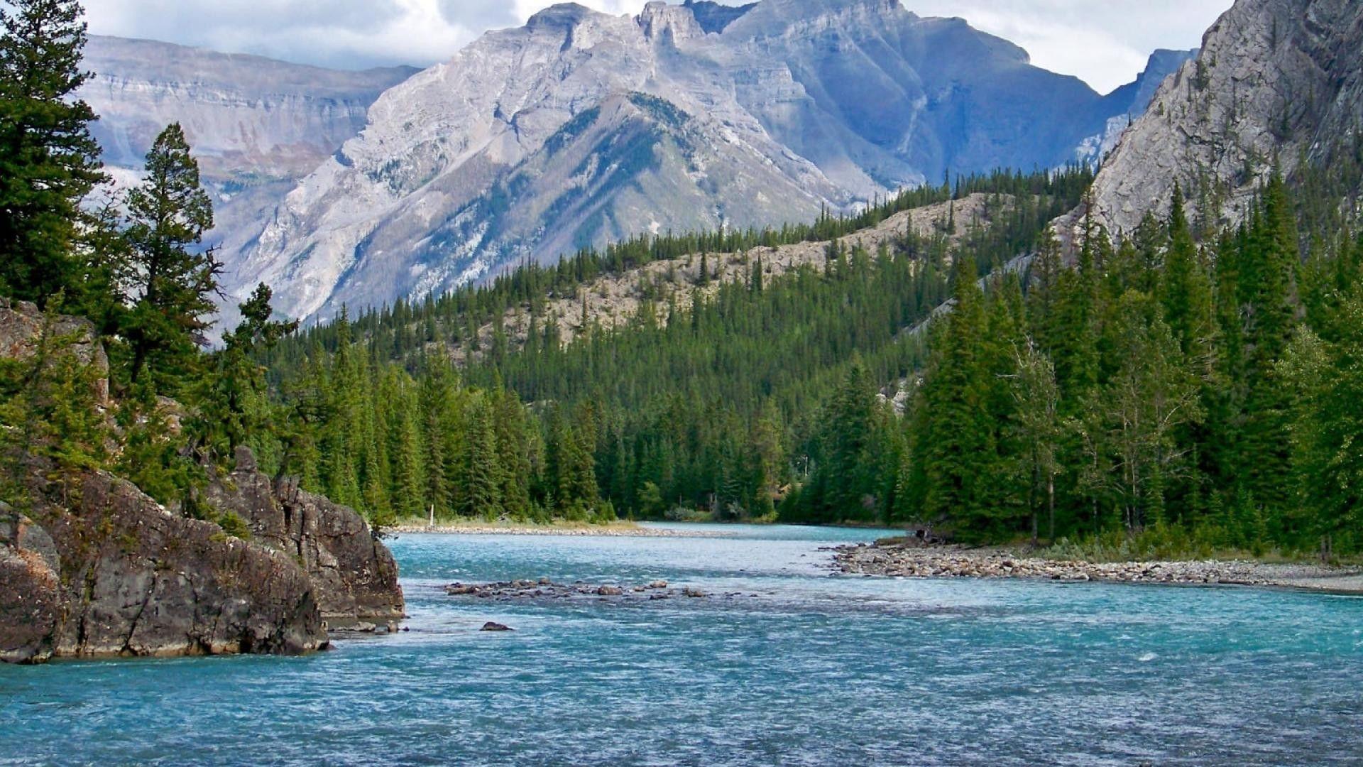 1920x1080 Rivers: Bow River Rockies Alberta Rocky Mountains Calgary Canada