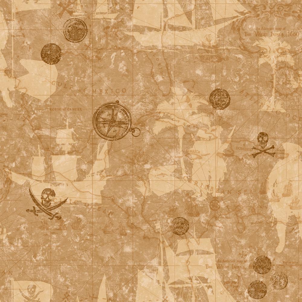 1000x1000 ZB3109 Boys Will Be Boys Pirate Map Wallpaper